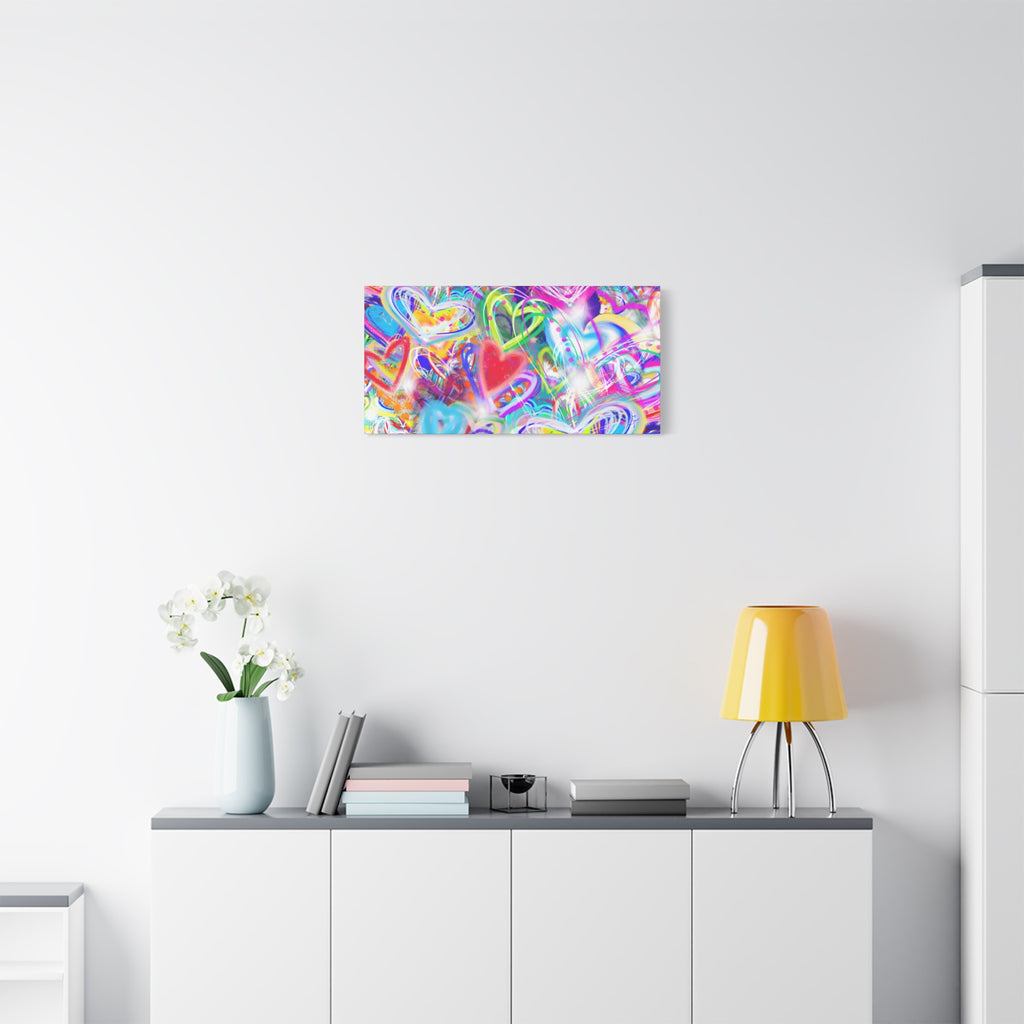 Colorful Heart Graffiti Matte Canvas