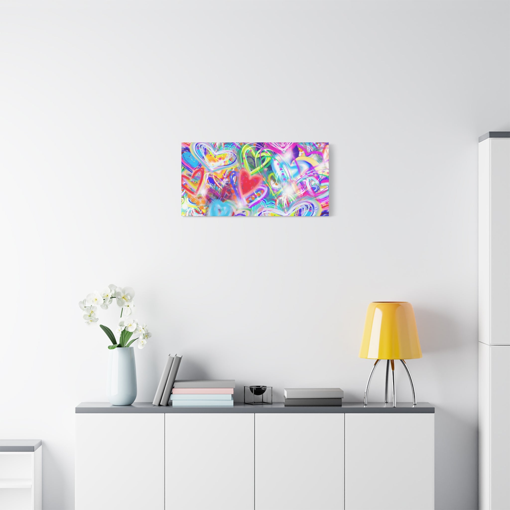 Colorful Heart Graffiti Matte Canvas