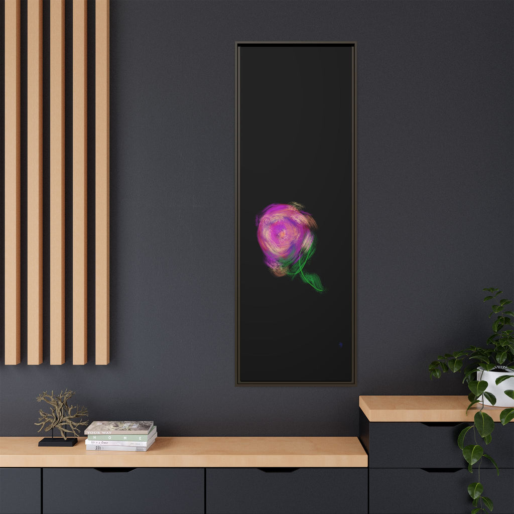 Abstract Rose Swirl Matte Framed Canvas — Multicolor Floral Wall Art