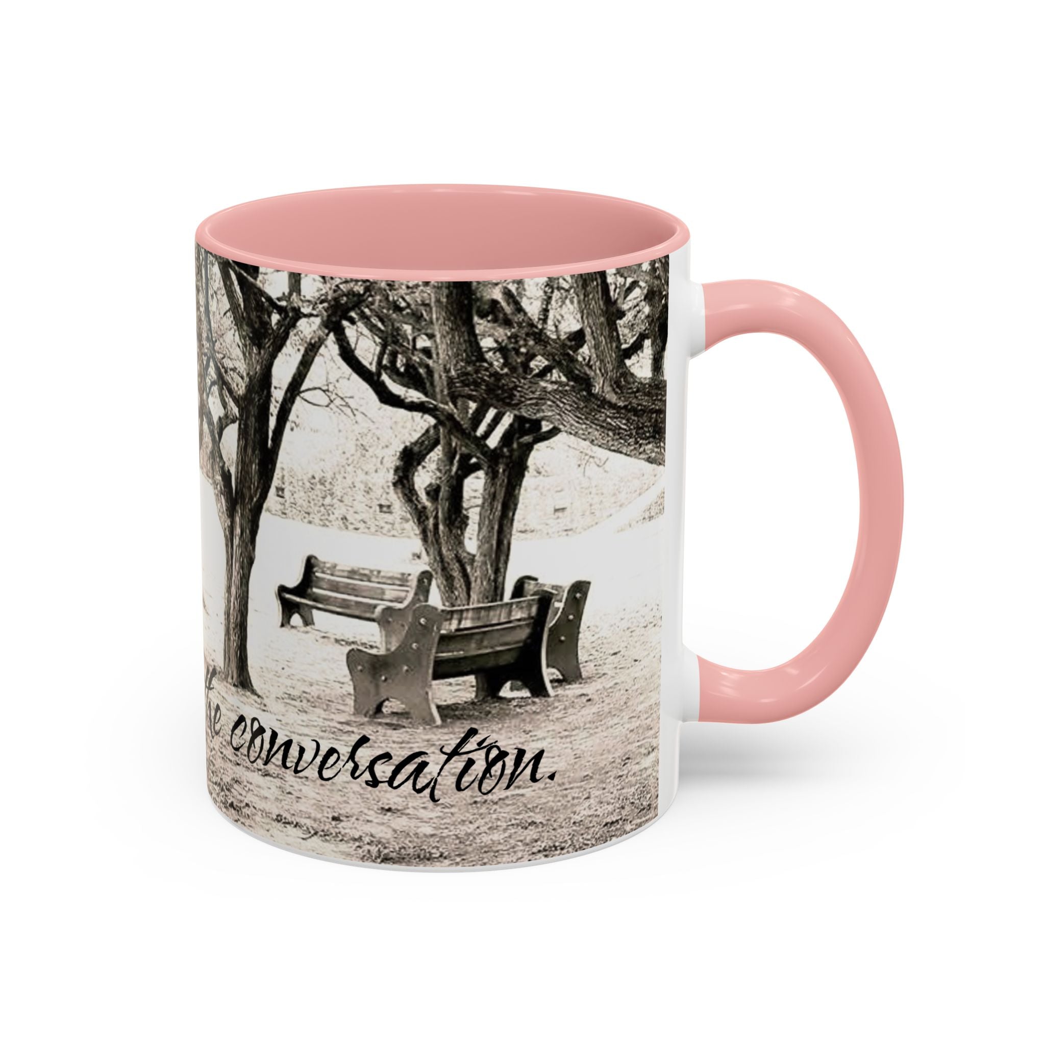 Conversation Bench Coffee Mug — 'I'll Join the Conversation' Accent Ceramic Mug