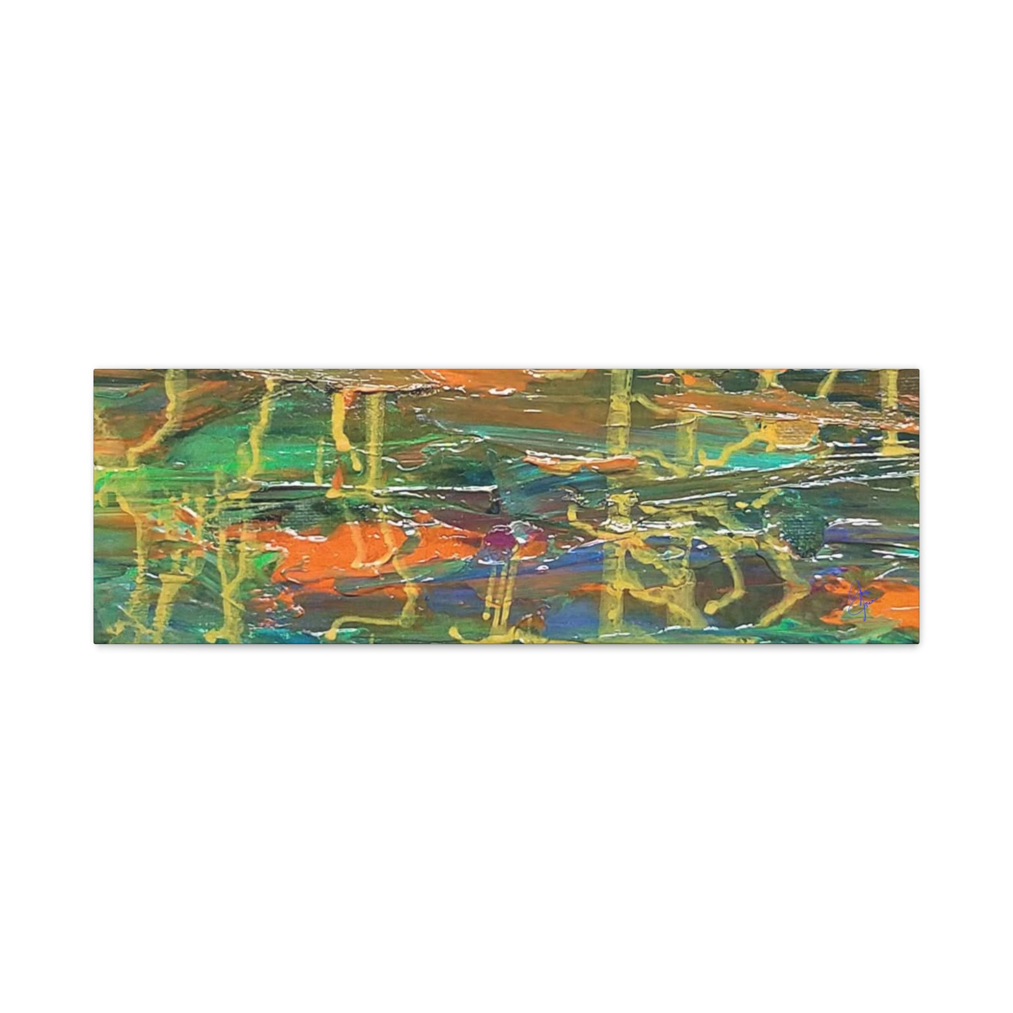 Abstract Green & Orange Matte Canvas Wall Art - Stretched 1.25"