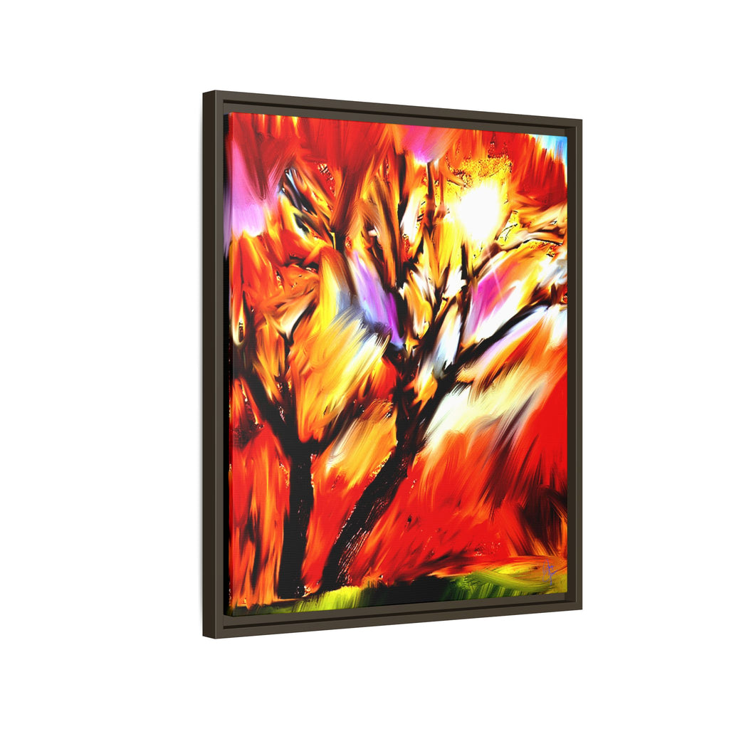 Framed Matte Canvas Print — Vibrant Tree Landscape