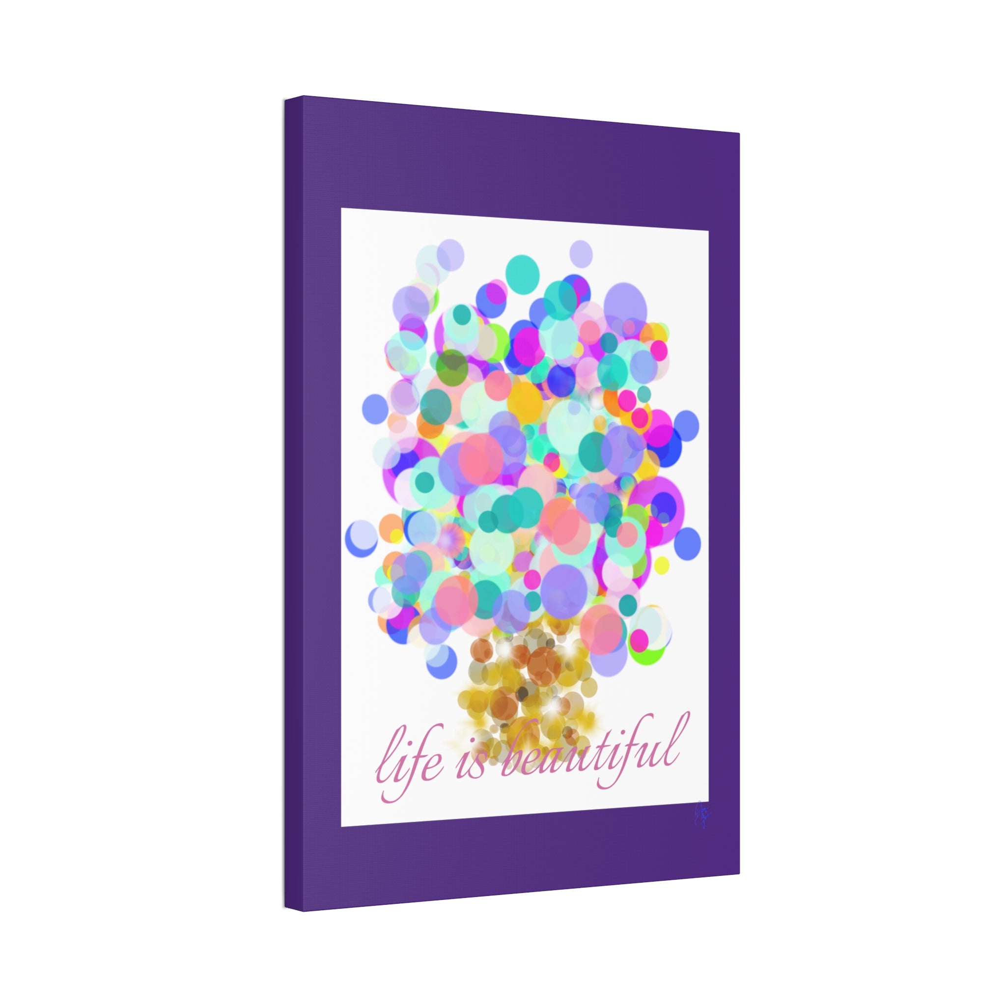 Life Is Beautiful Colorful Bubble Tree Canvas
