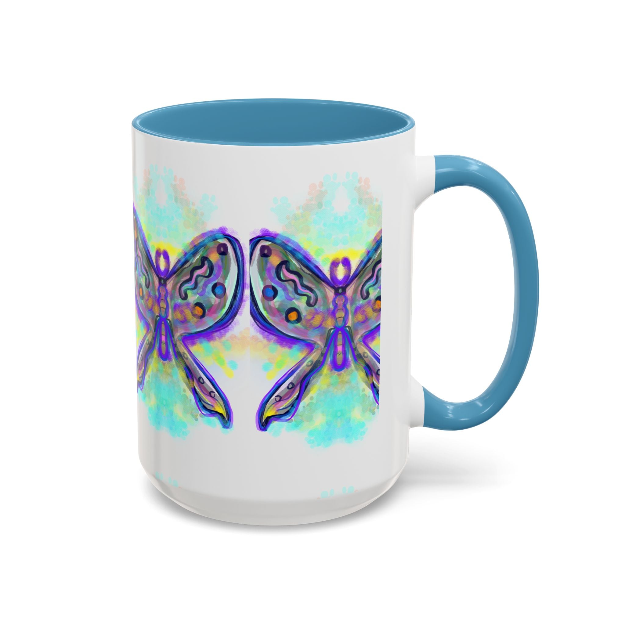 Butterfly Accent Coffee Mug — Colorful Watercolor Butterfly Design (11/15oz)