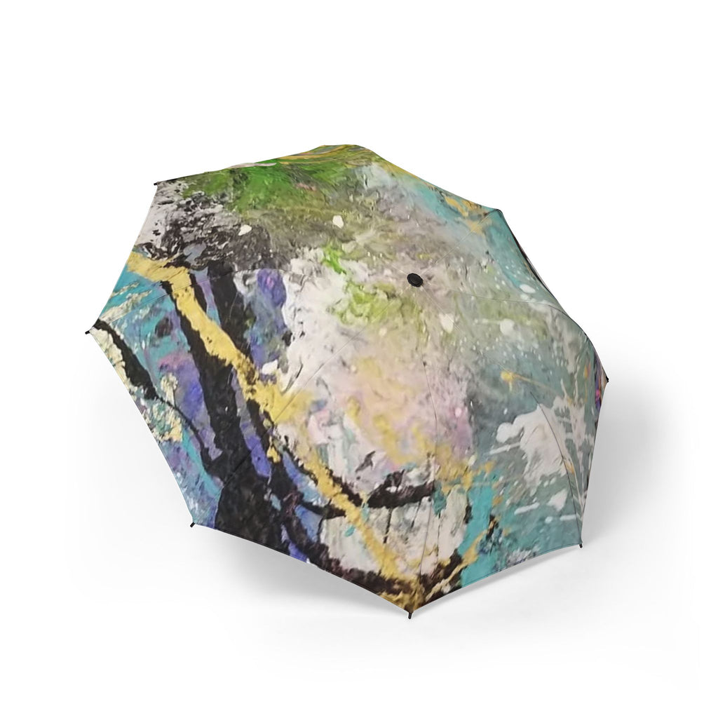 Artistic Semi-Automatic Foldable Umbrella - Colorful Abstract Design by Artist-Angie Jones