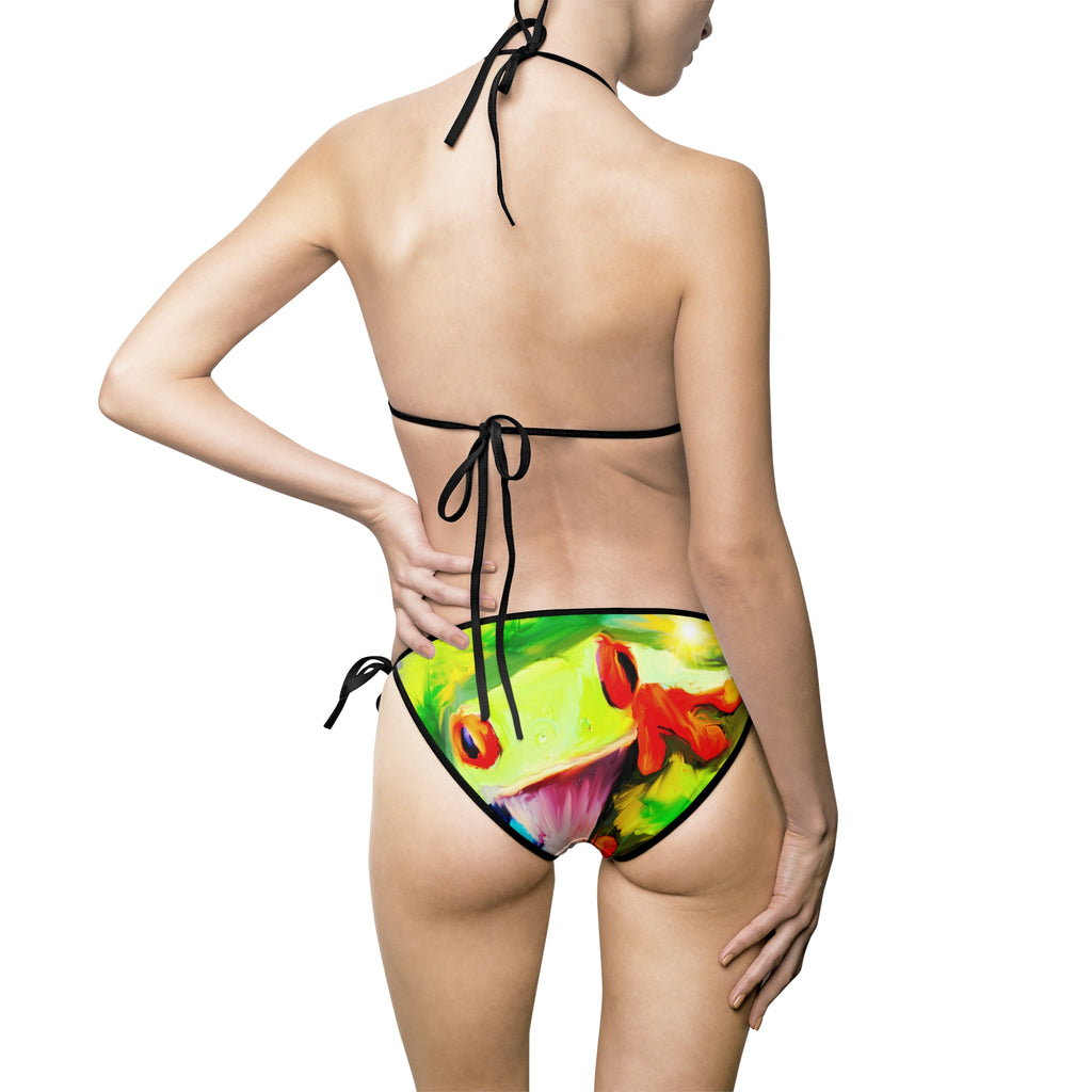 Tropical Frog Print Bikini — Colorful Nature Swimwear for Women