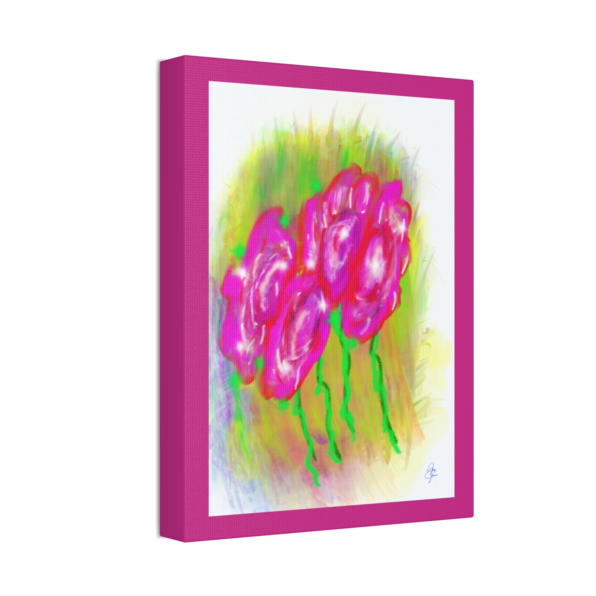 Pink Floral Pop Canvas Art — Stretched 1.5" Wall Print