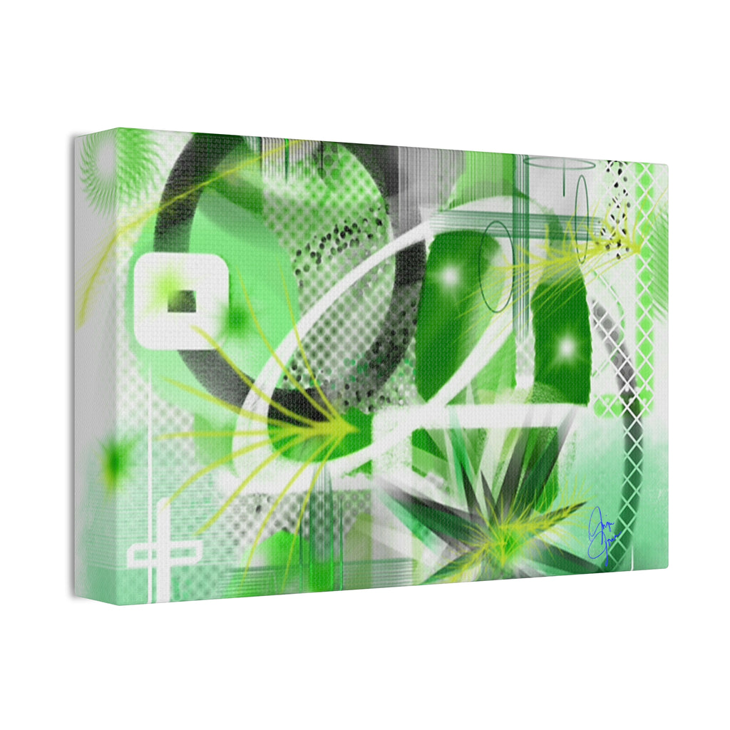 Abstract Green Geometric Canvas Stretched Print