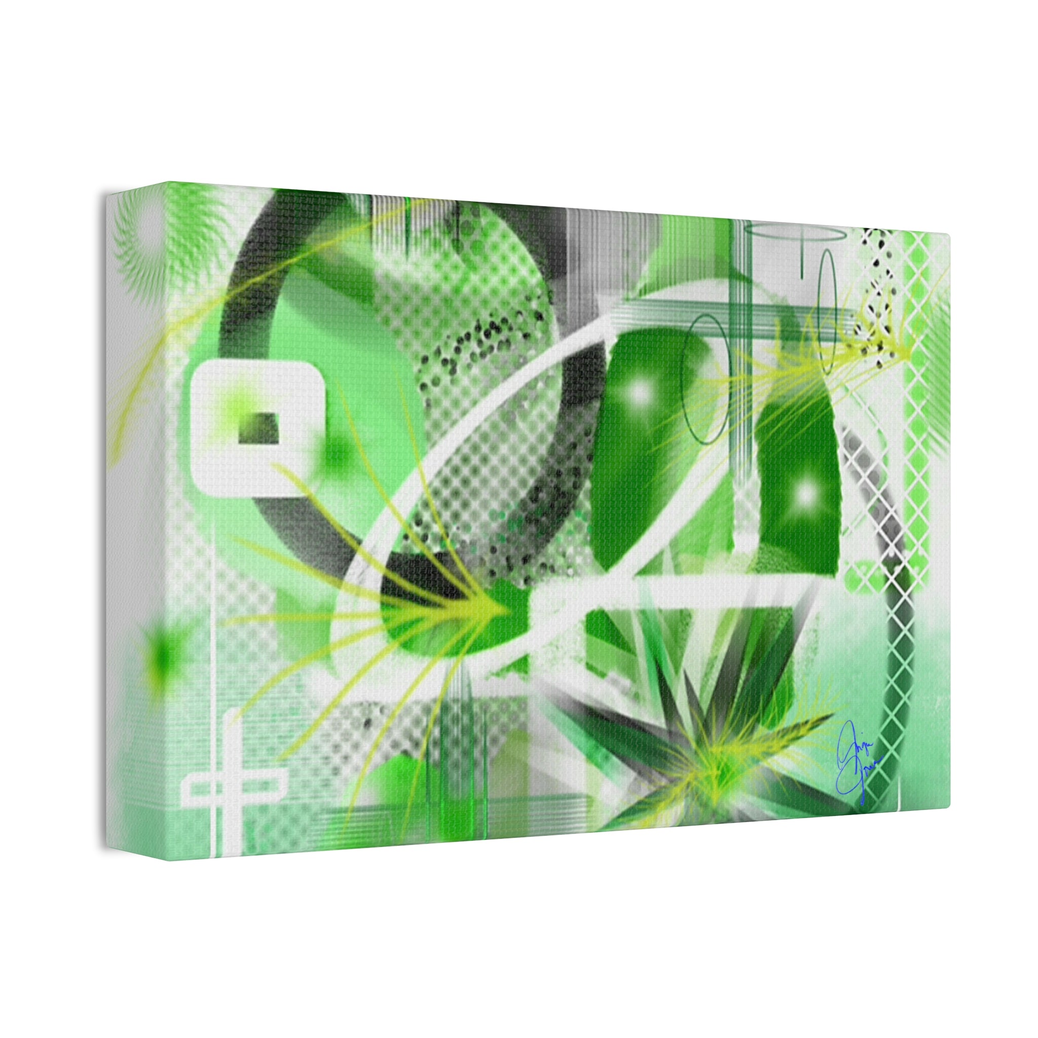 Abstract Green Geometric Canvas Stretched Print