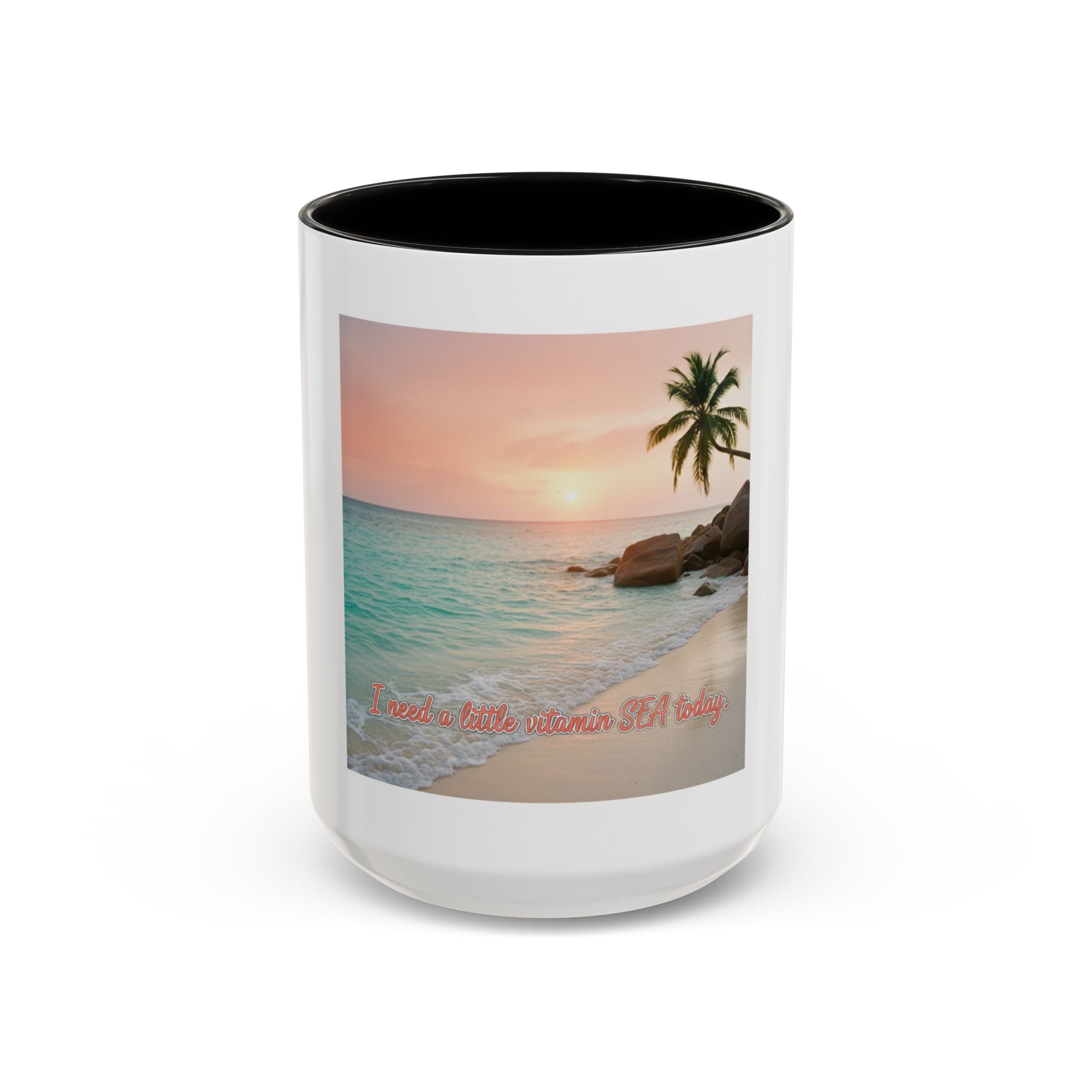 Tropical Beach Coffee Mug — Sunset Palm Ocean Accent Mug (11/15 oz)