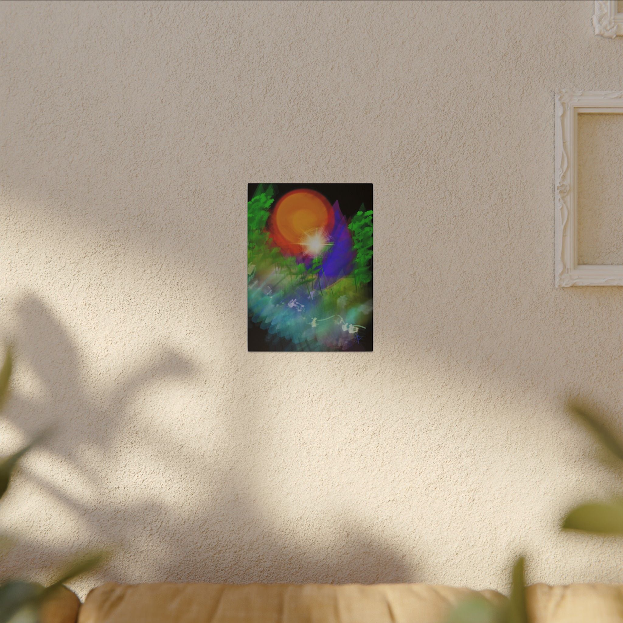 Sunburst Forest Matte Canvas Wall Art — Abstract Nature Landscape