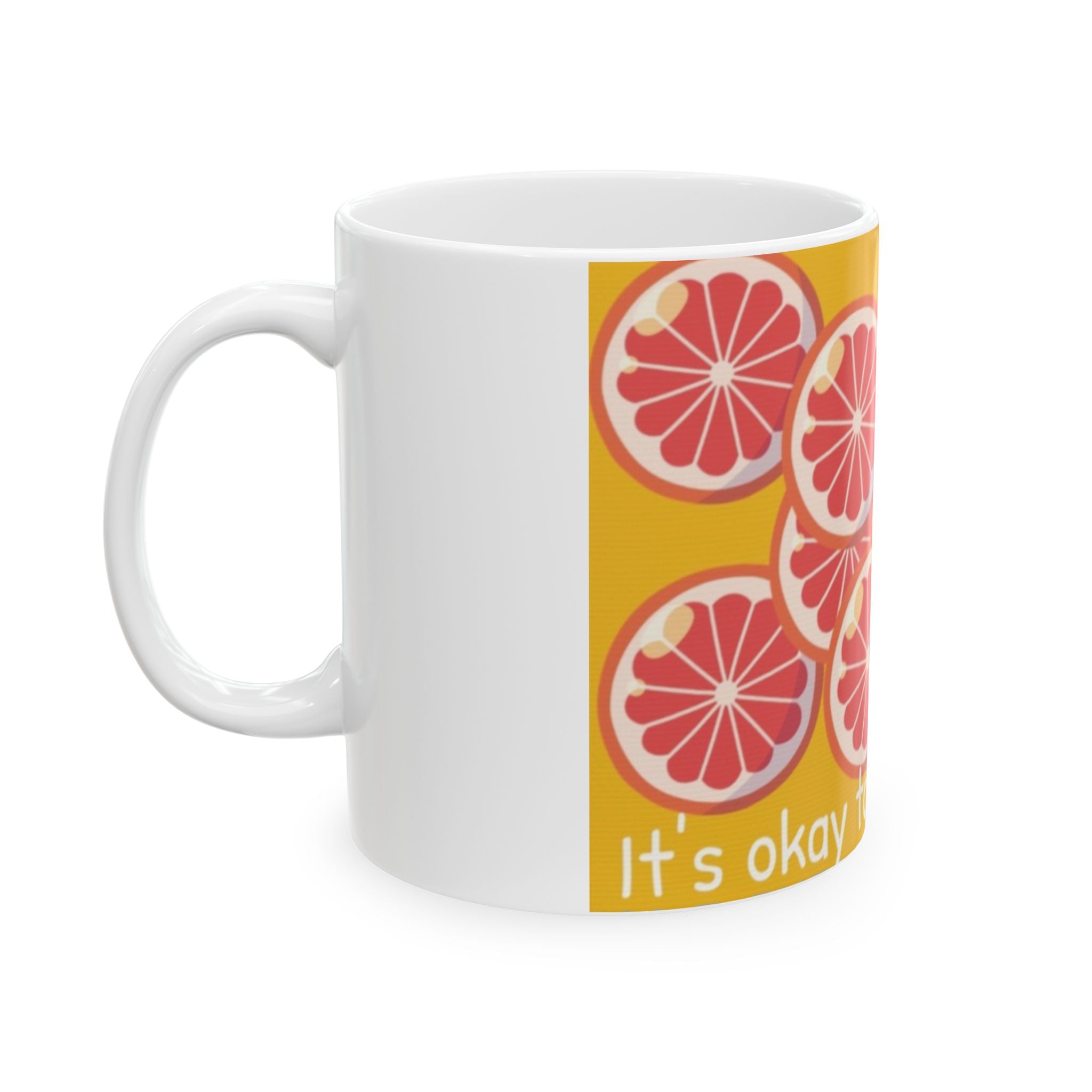 Citrus Slice Ceramic Mug – "It's Okay to Be Different" Colorful Grapefruit & Lime Coffee Cup