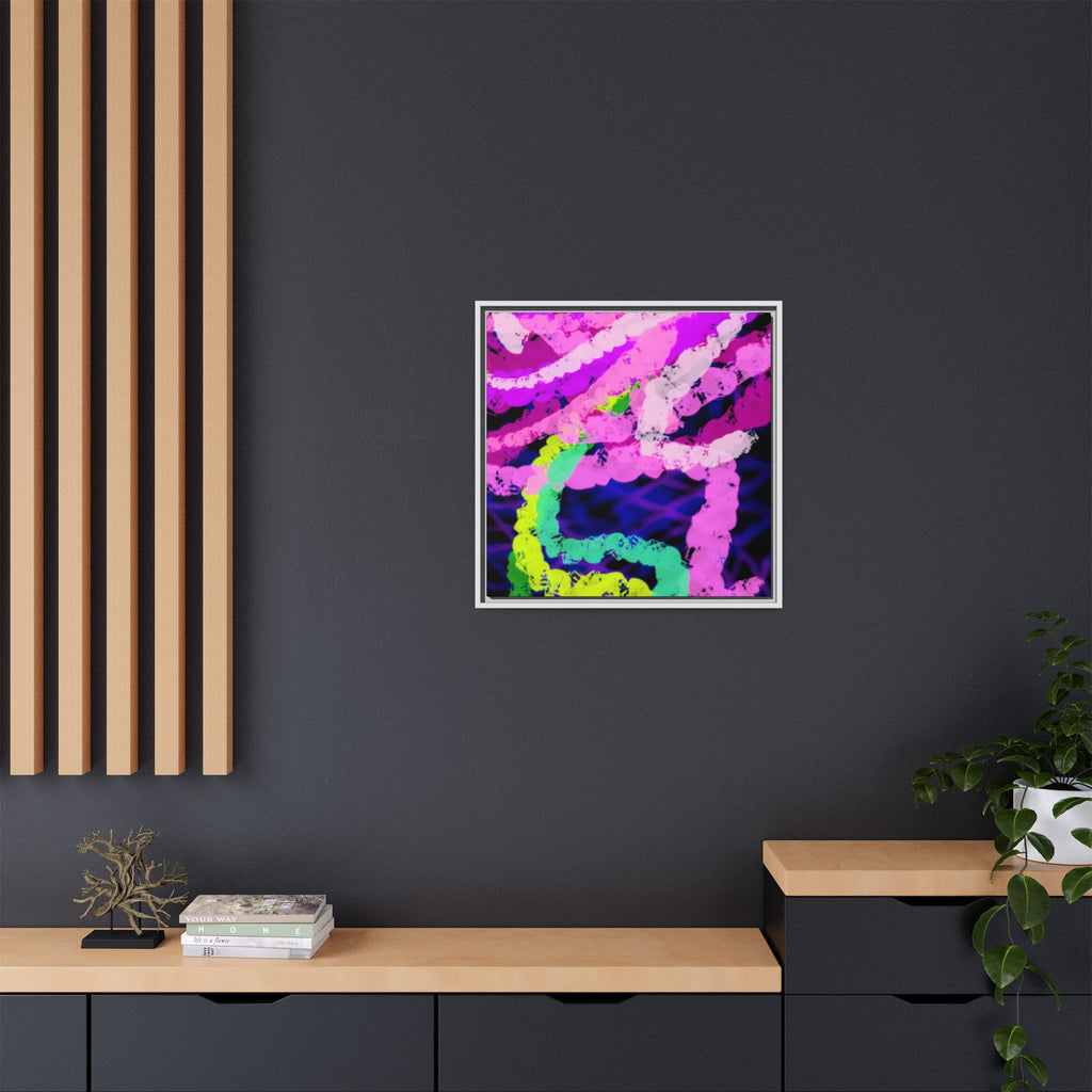 Framed Matte Canvas - Neon Rose Abstract Wall Art