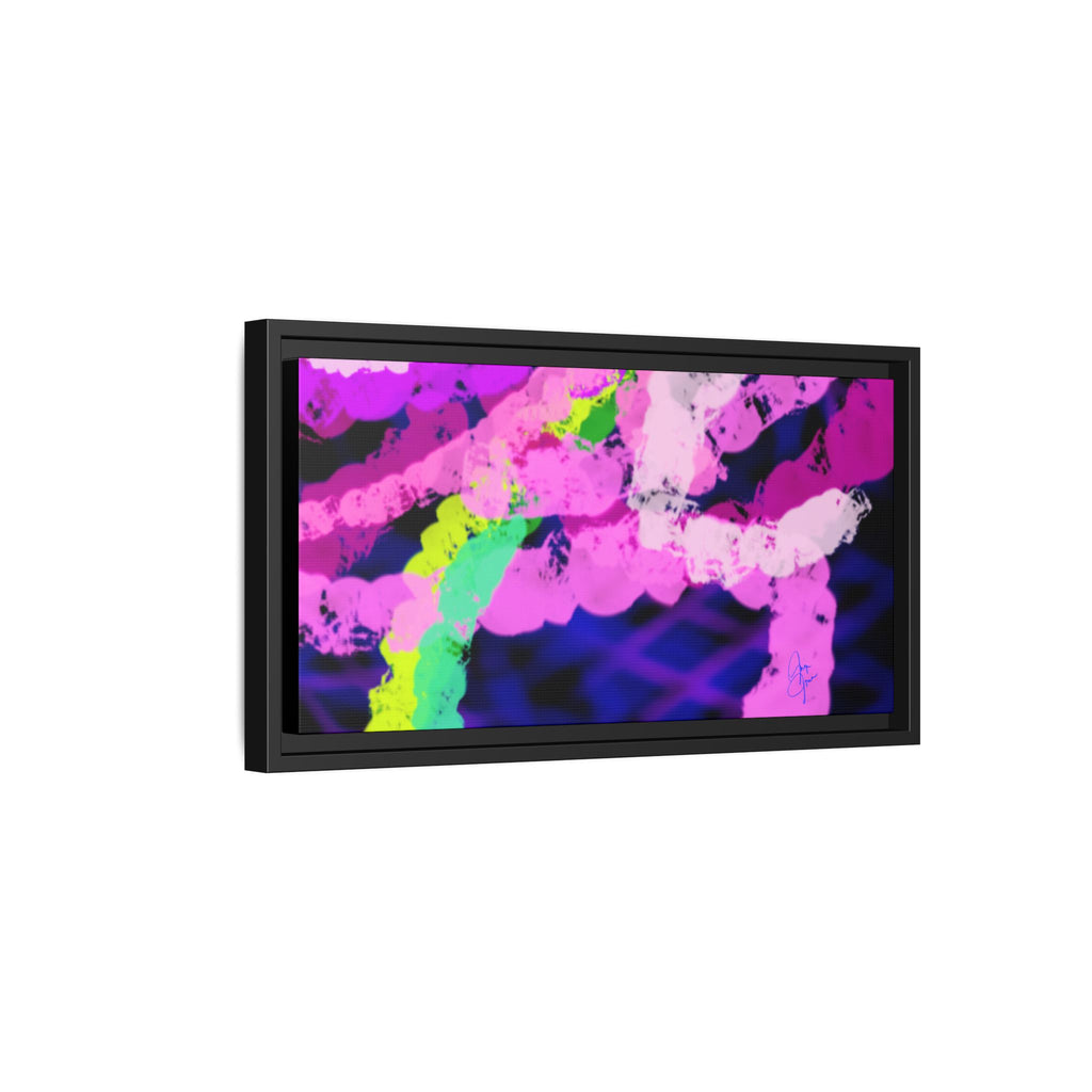 Framed Matte Canvas - Neon Rose Abstract Wall Art