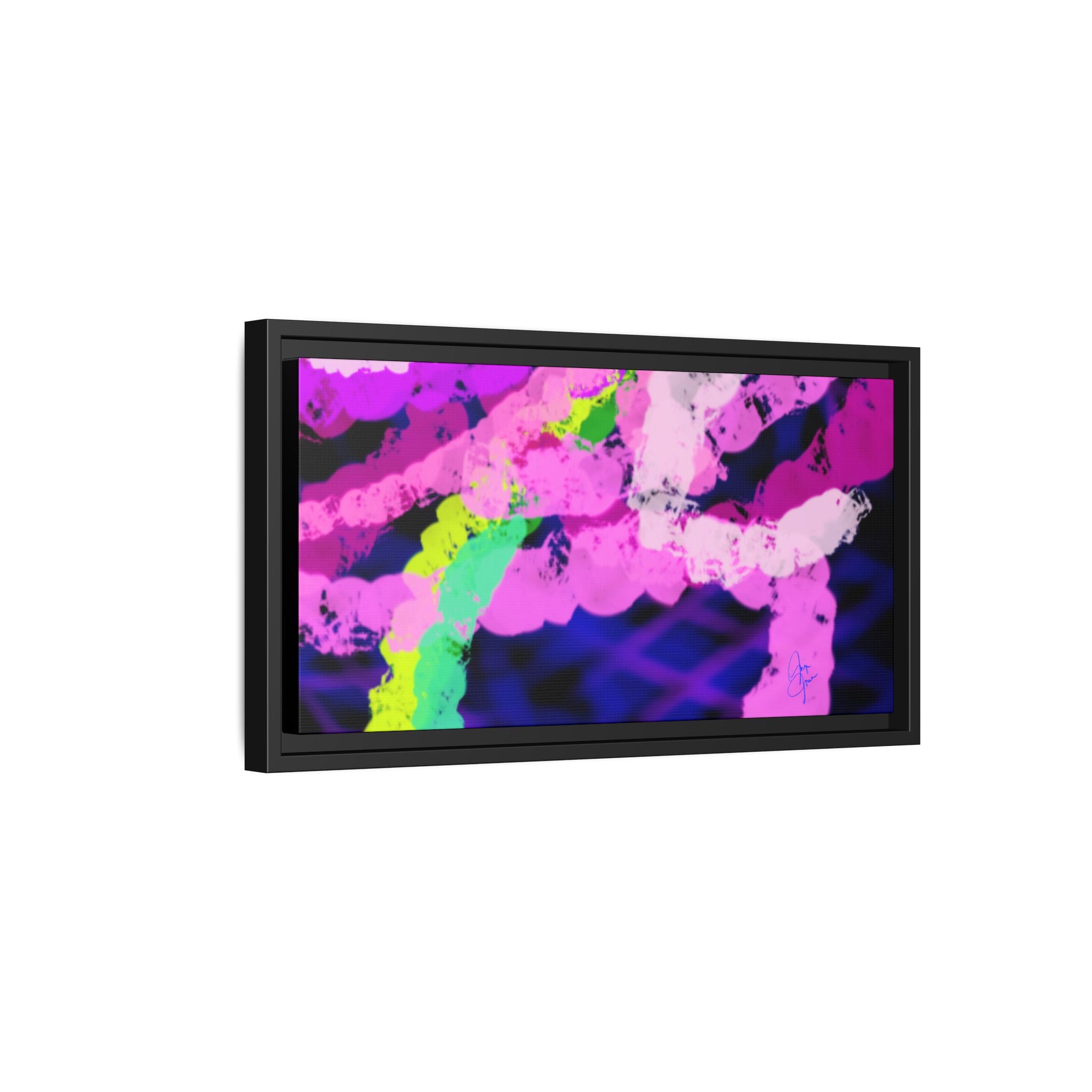 Framed Matte Canvas - Neon Rose Abstract Wall Art