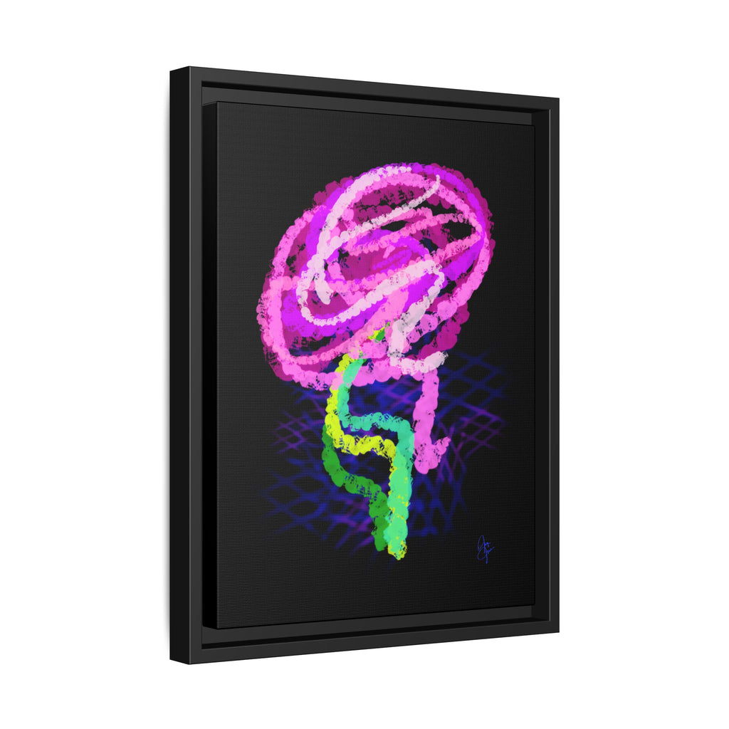 Framed Matte Canvas - Neon Rose Abstract Wall Art