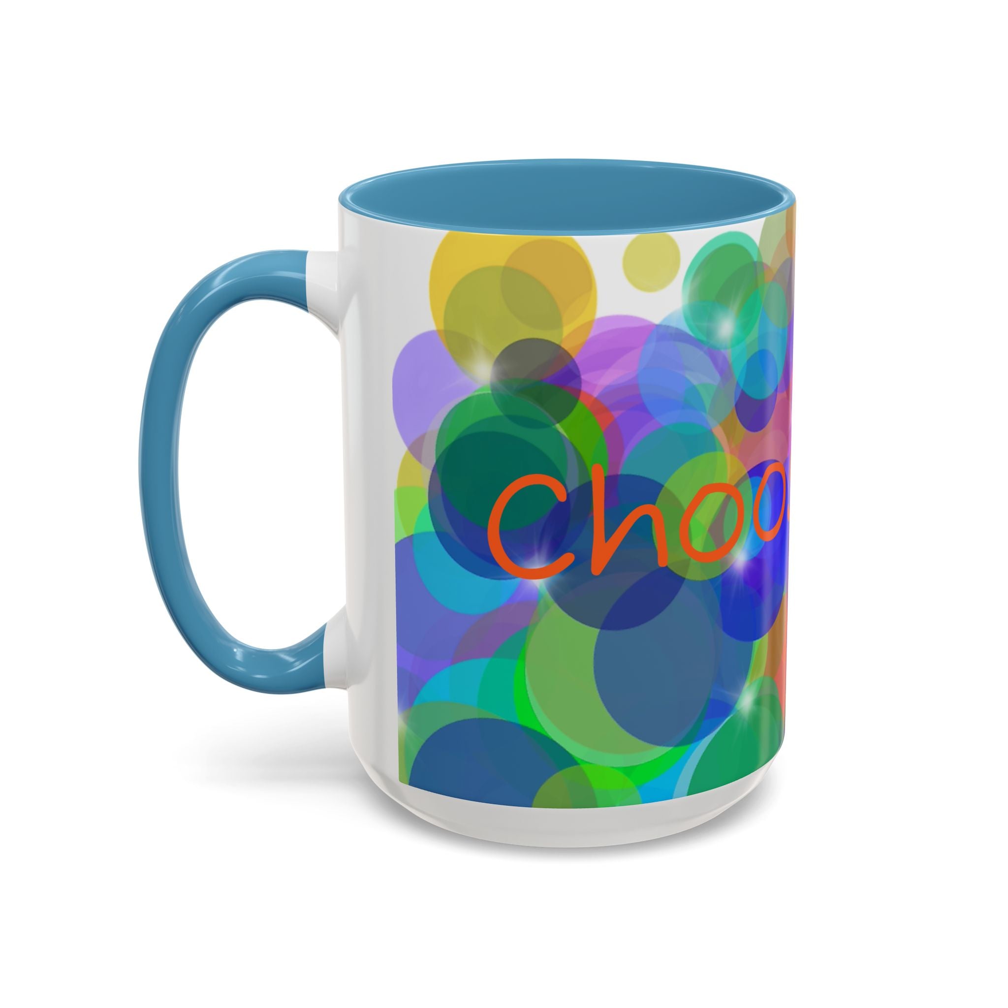 Colorful Bokeh "Choose Joy!" Accent Coffee Mug (11/15oz)