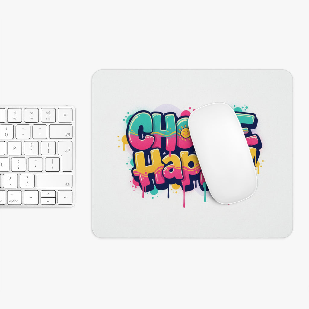 Choose Happy! Colorful Graffiti Mouse Pad — Motivational Desk Accessory