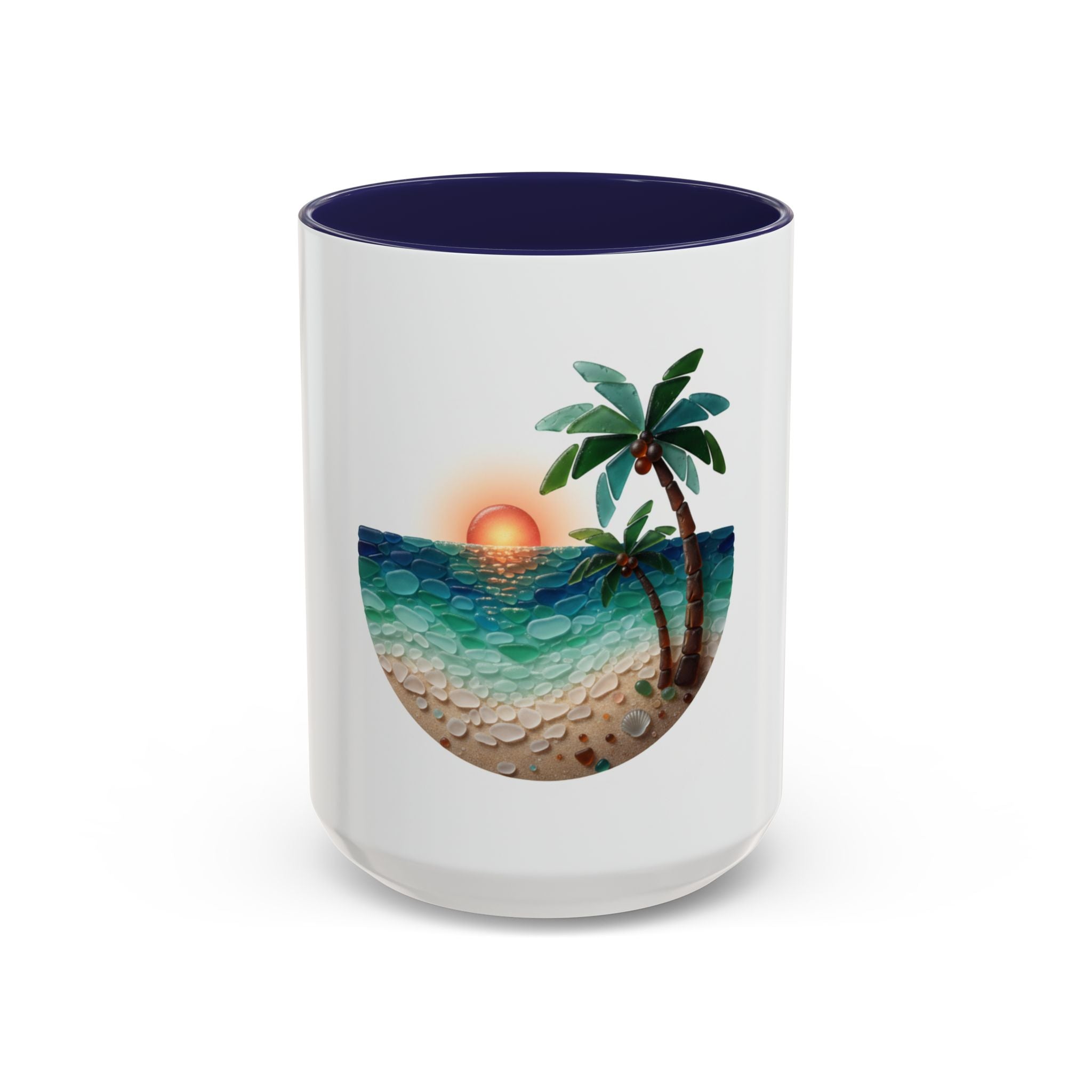 Sunset Beach Coffee Mug — Tropical Palm Ocean Sunrise Accent Mug (11/15oz)