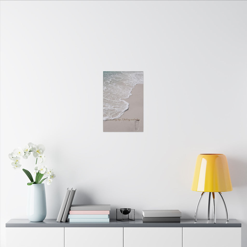 Beach Shore Canvas Wall Art — Aerial Footprint Seascape Matte Canvas