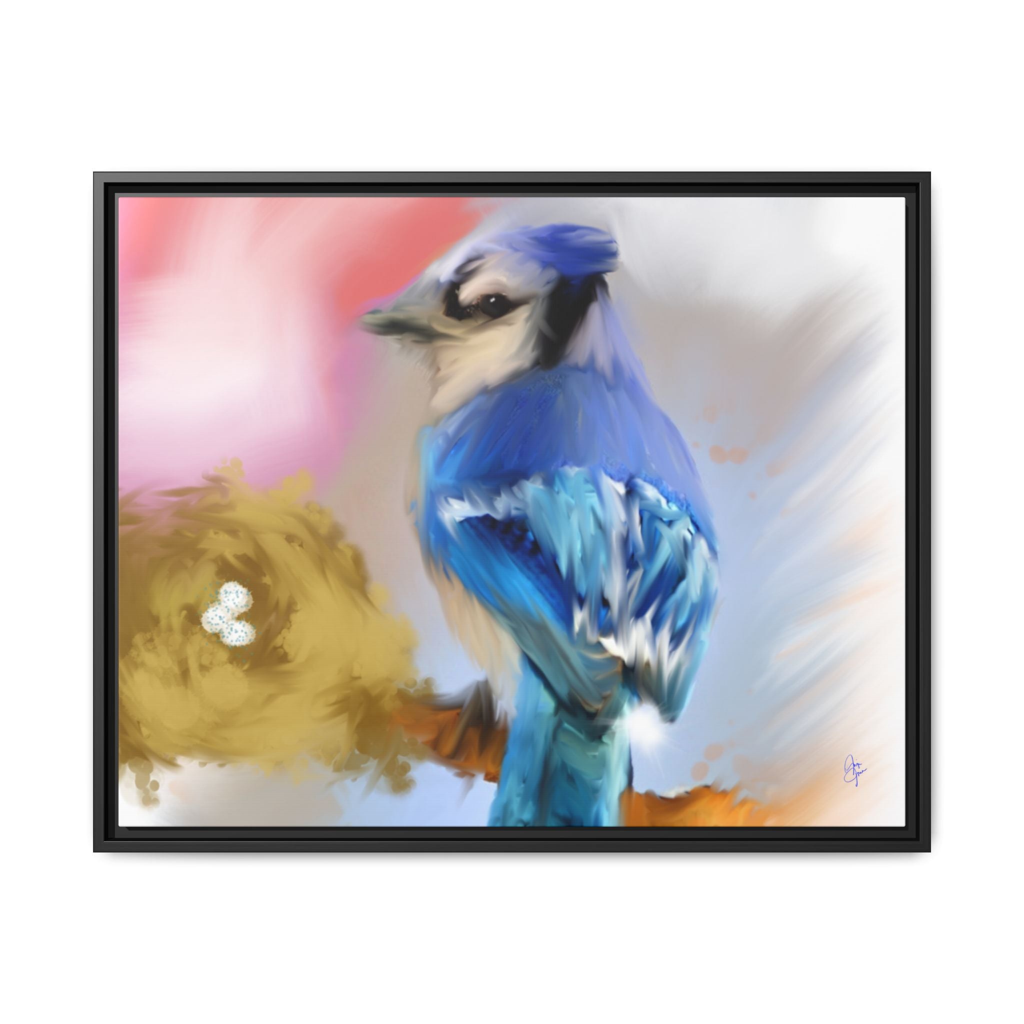 Blue Jay Art Print — Framed Matte Canvas Wall Art