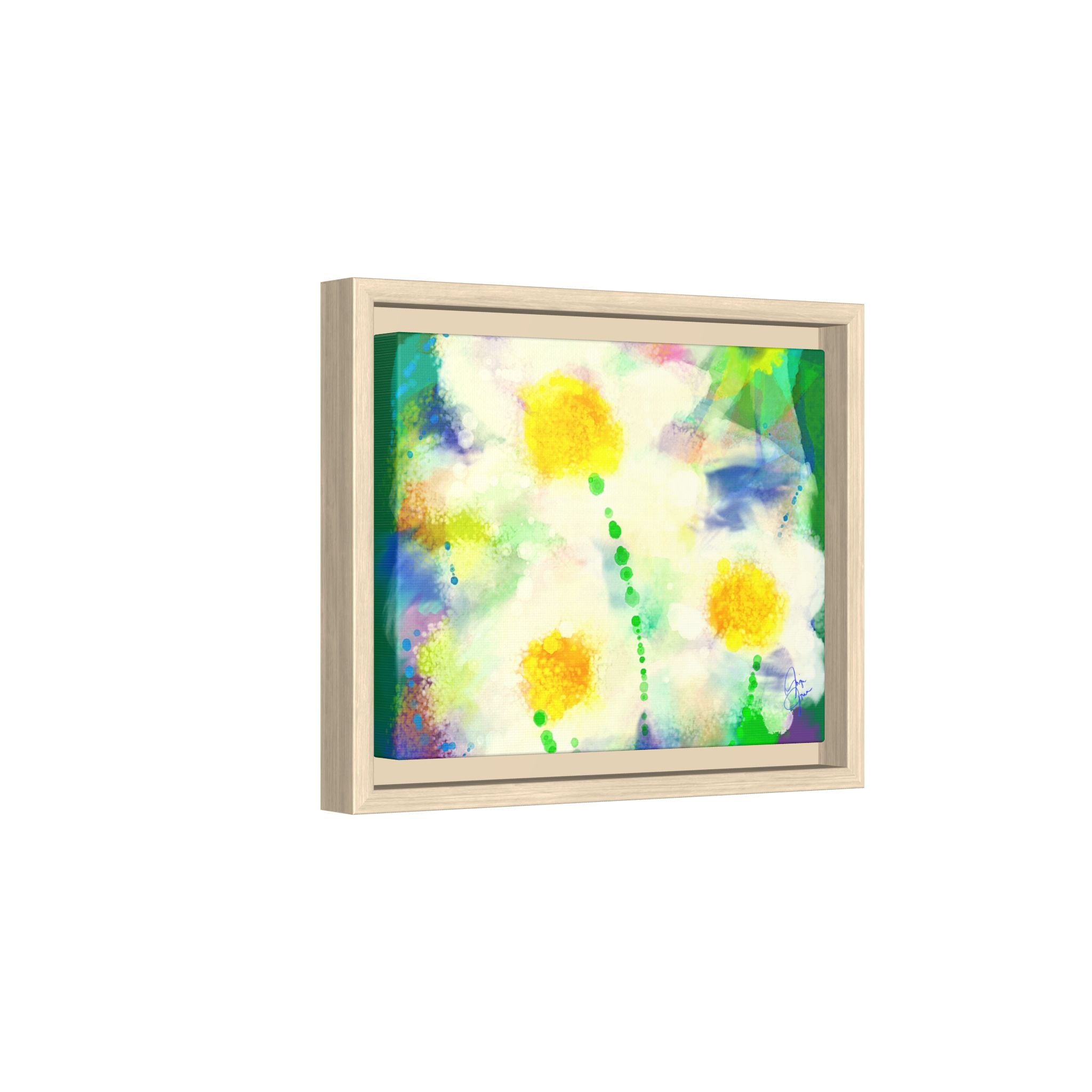 Framed Matte Canvas - Watercolor Yellow Floral Abstract Wall Art