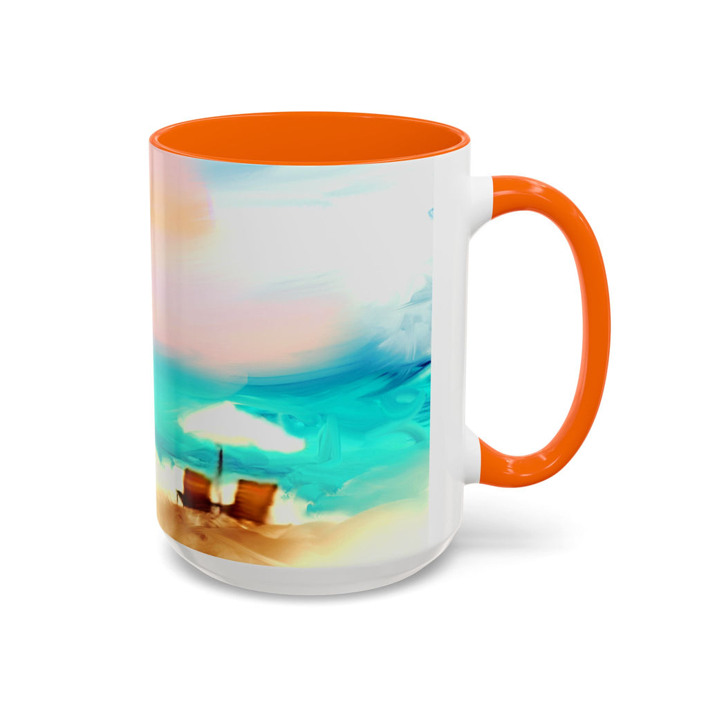 Beach Sunrise Accent Coffee Mug — Tropical Ocean Scene 11/15oz