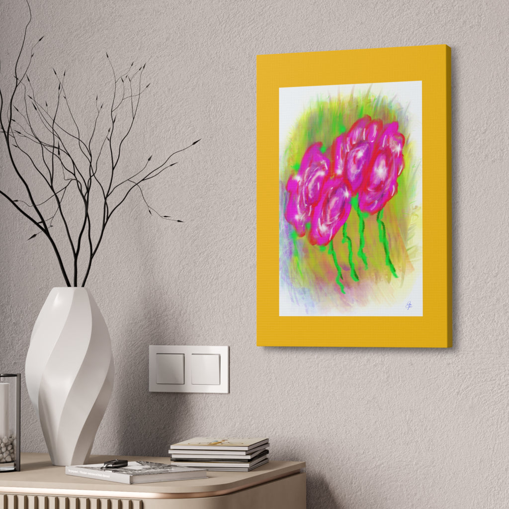 Pink Floral Pop Canvas Art — Stretched 1.5" Wall Print