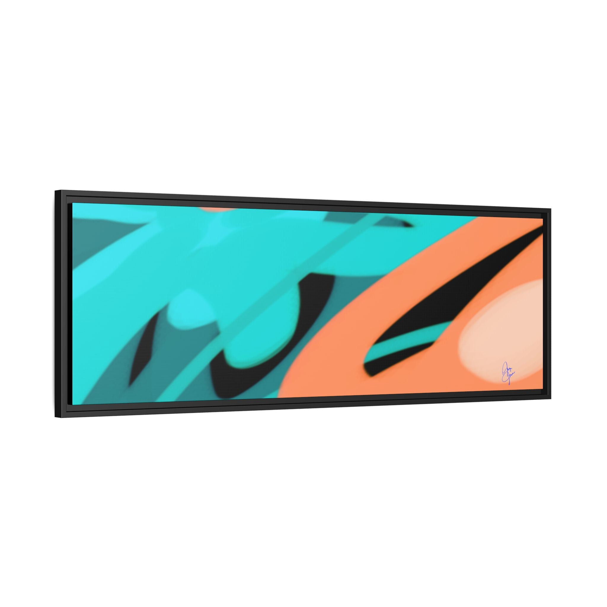 Abstract Teal & Coral Splash Framed Canvas