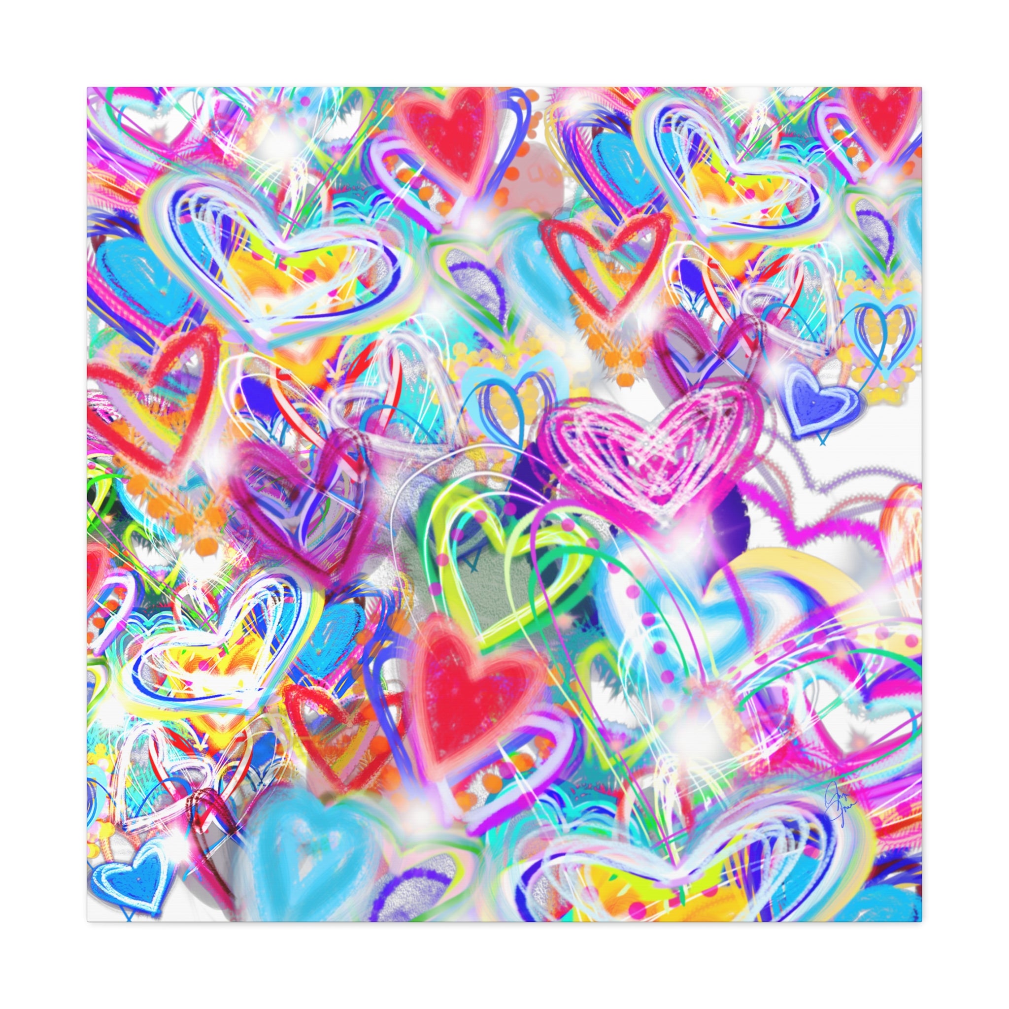 Colorful Heart Graffiti Matte Canvas