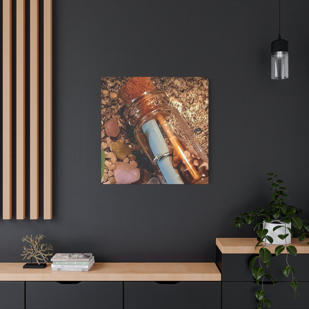 Decorative Matte Canvas Wall Art - Beach-Inspired Message in a Bottle