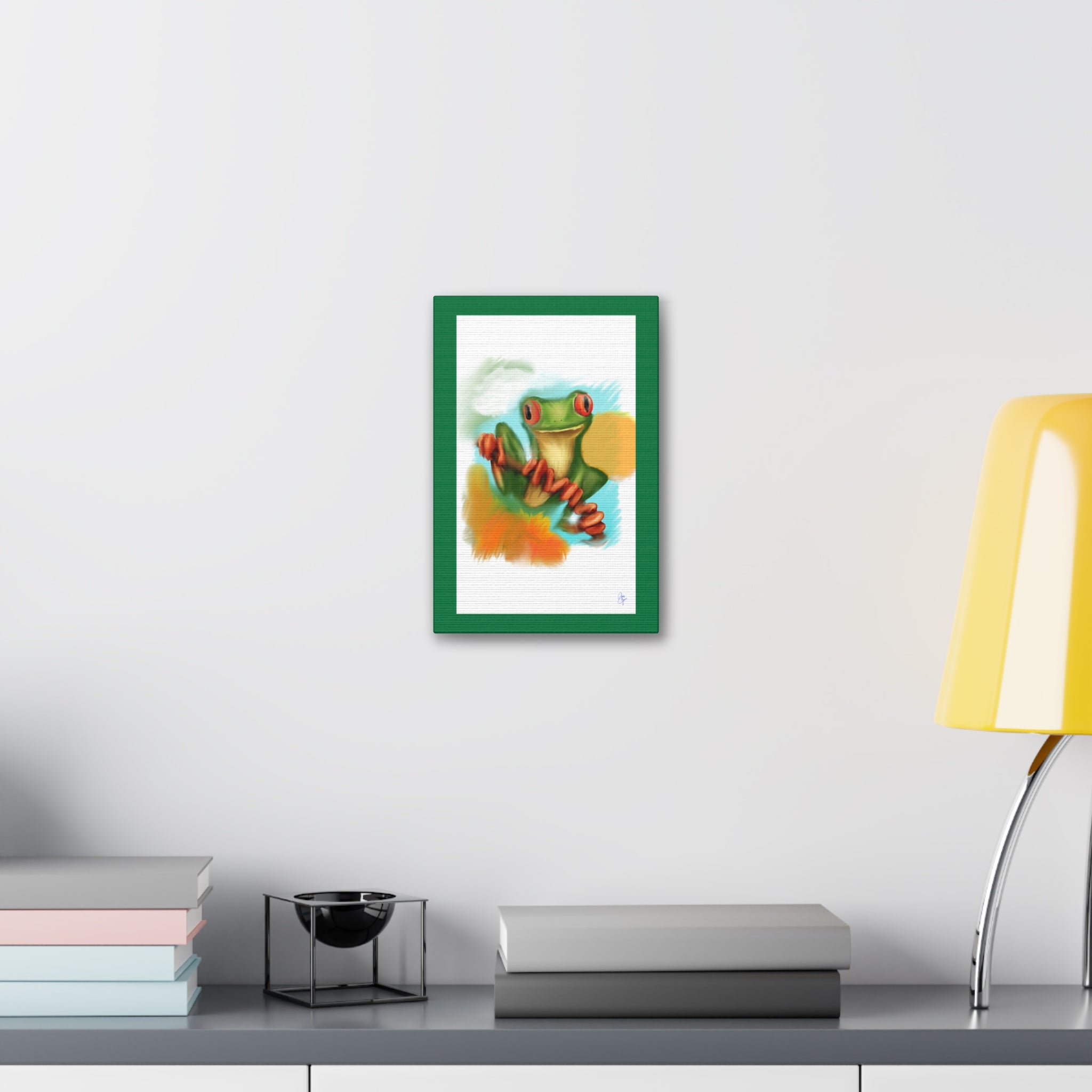 Red-Eyed Tree Frog Canvas Art – Colorful Tropical Wildlife Wall Decor, Stretched 1.5"