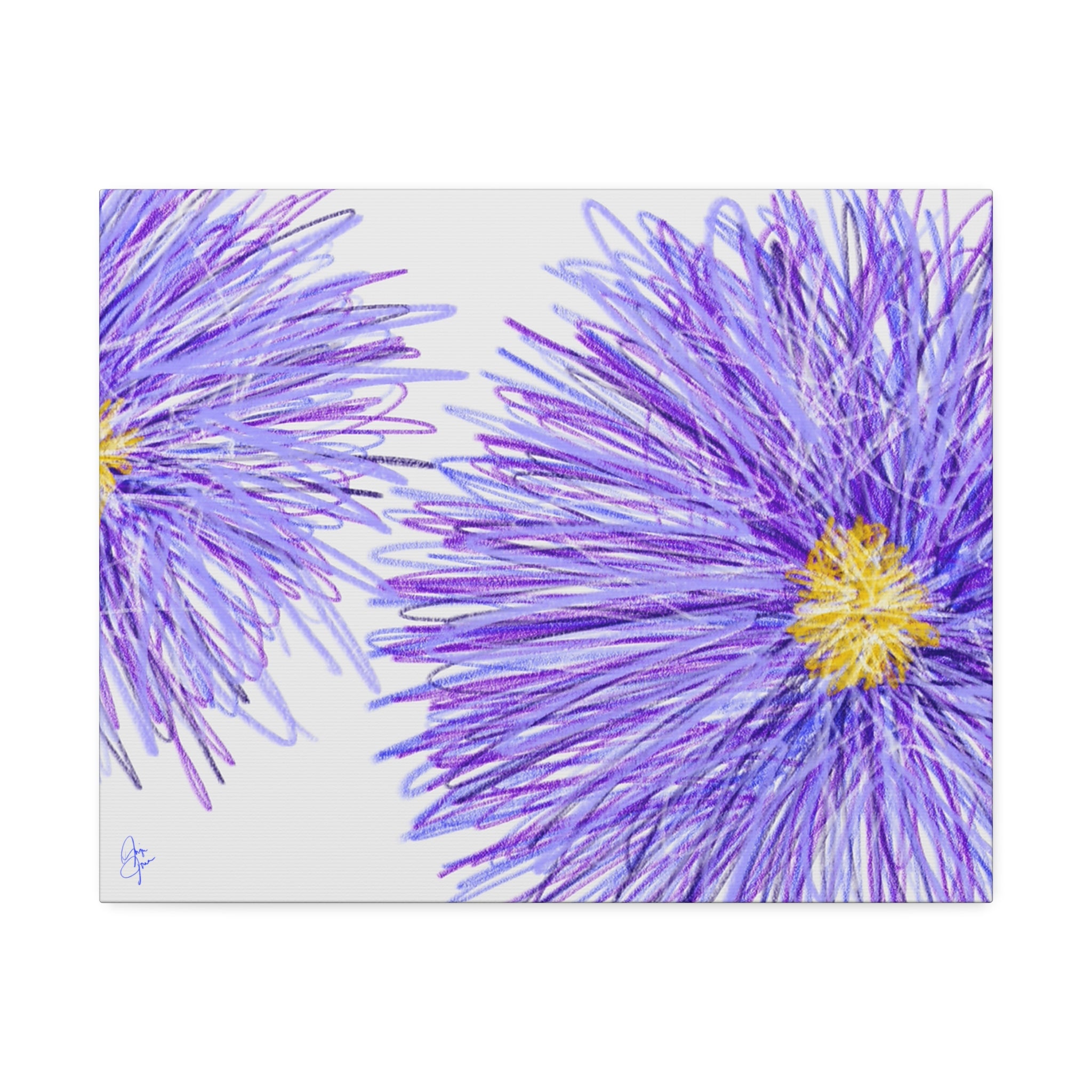Purple Aster Floral Canvas Wrap – Vibrant Botanical Wall Art, 1.5" Stretched