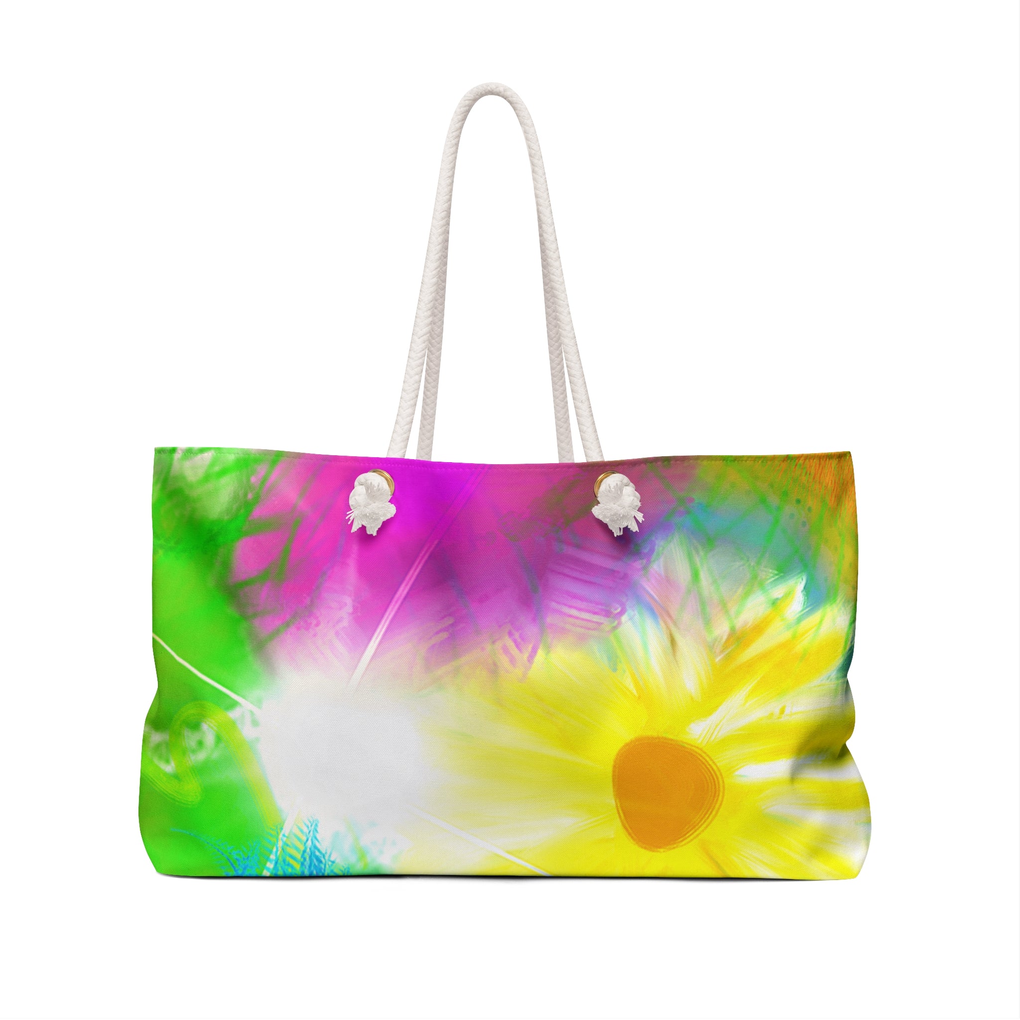 Floral Breeze Weekender Bag — Bright Tie-Dye Daisy Travel Tote