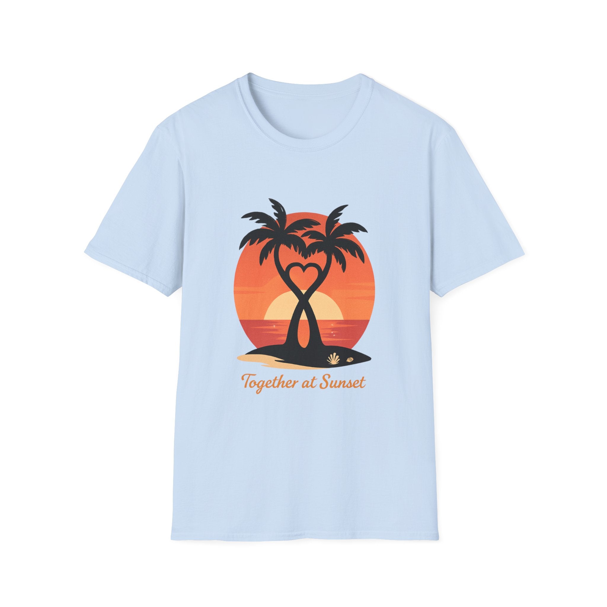Sunset Palm T-Shirt — "Together at Sunset" Romantic Beach Tee