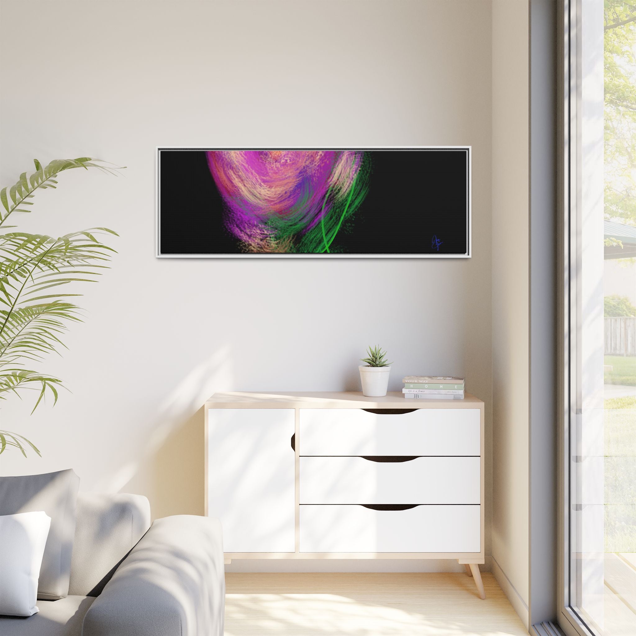 Abstract Rose Swirl Matte Framed Canvas — Multicolor Floral Wall Art