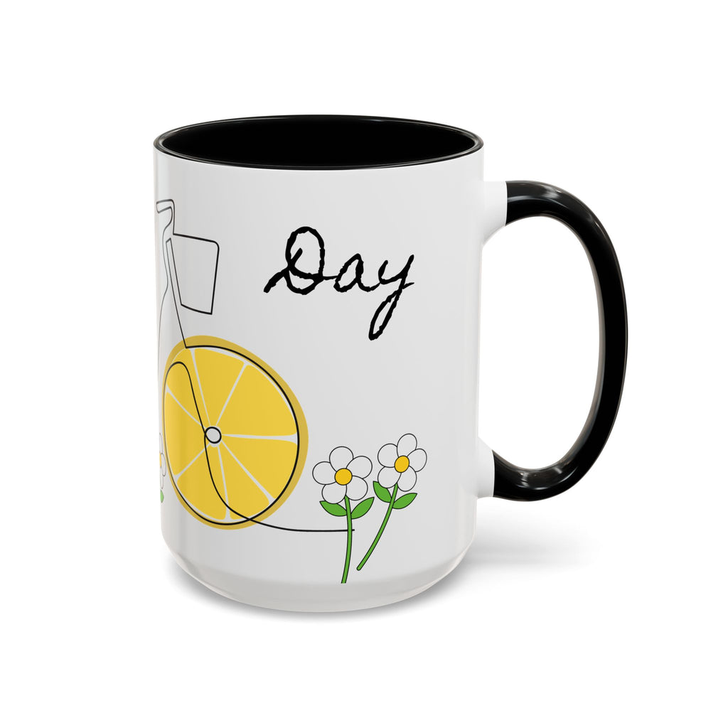 Lemon Bike Coffee Mug — 'Happy Day' Accent Ceramic Mug (11/15oz)