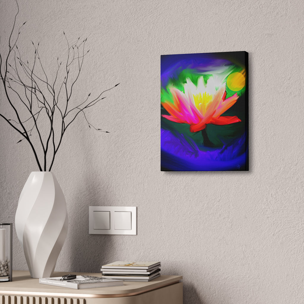 Vibrant Lotus Canvas Print — Bright Floral Stretched Wall Art