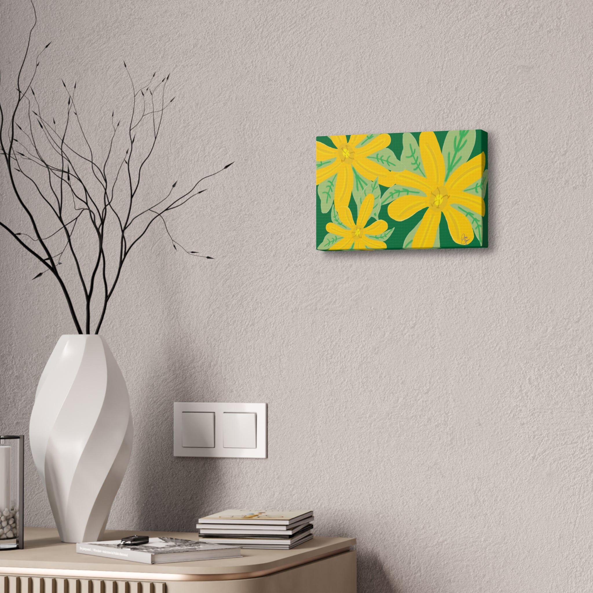 Yellow Daisy Canvas Wall Art — Bright Floral Stretched Canvas (1.5" Depth)