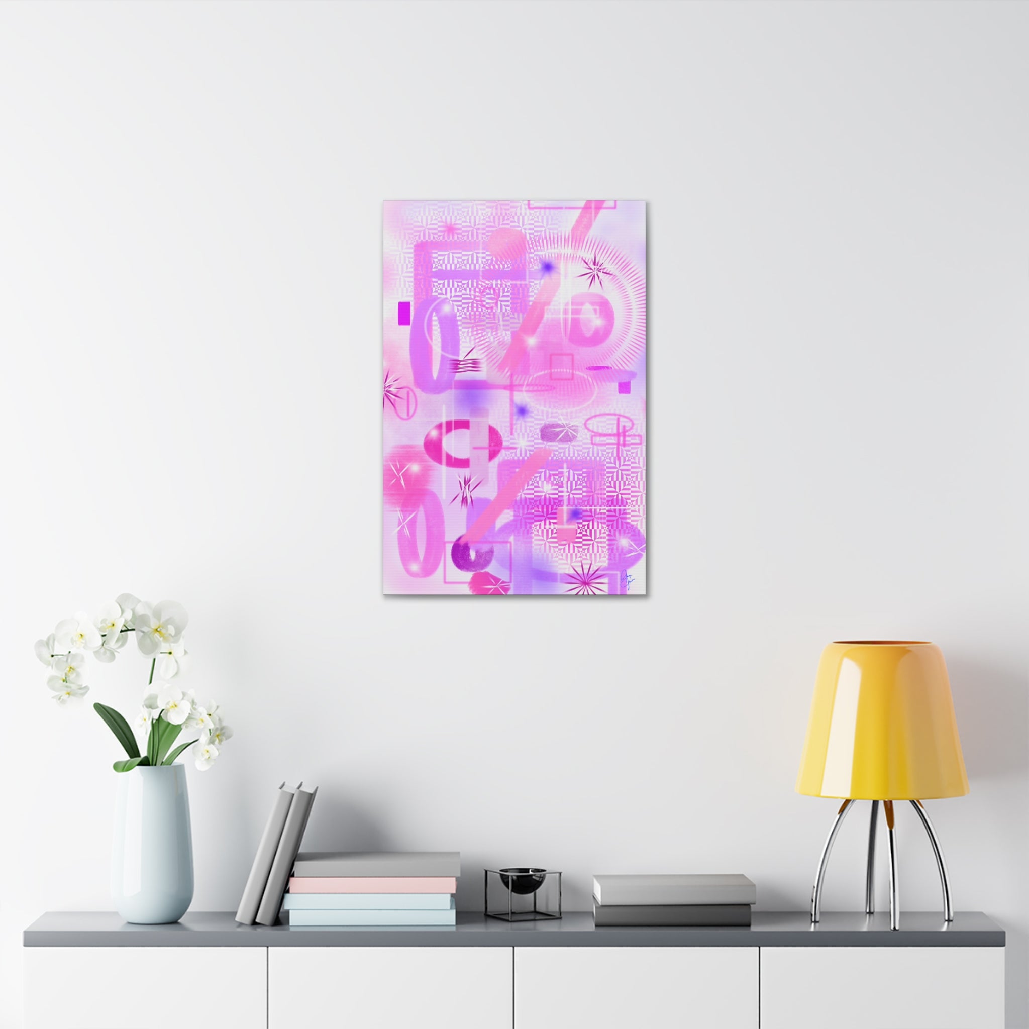 Abstract Pink Dream Canvas Wall Art — Modern Pastel Geometric Print