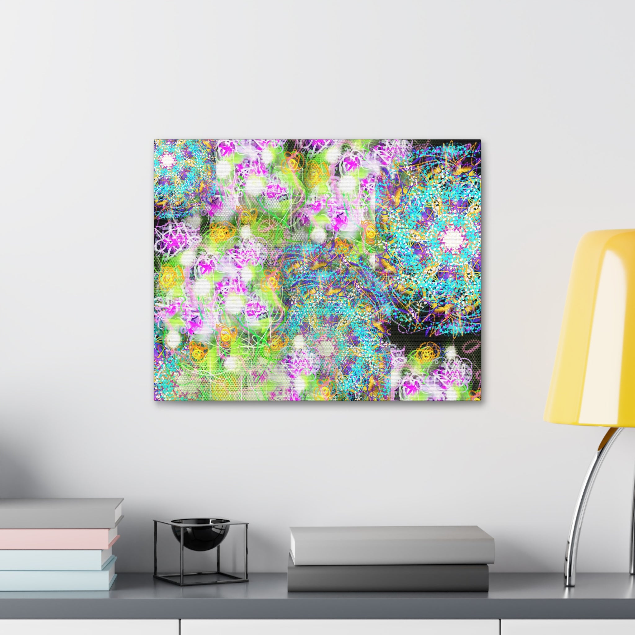Abstract Floral Galaxy Canvas - Vibrant Stretched Wall Art