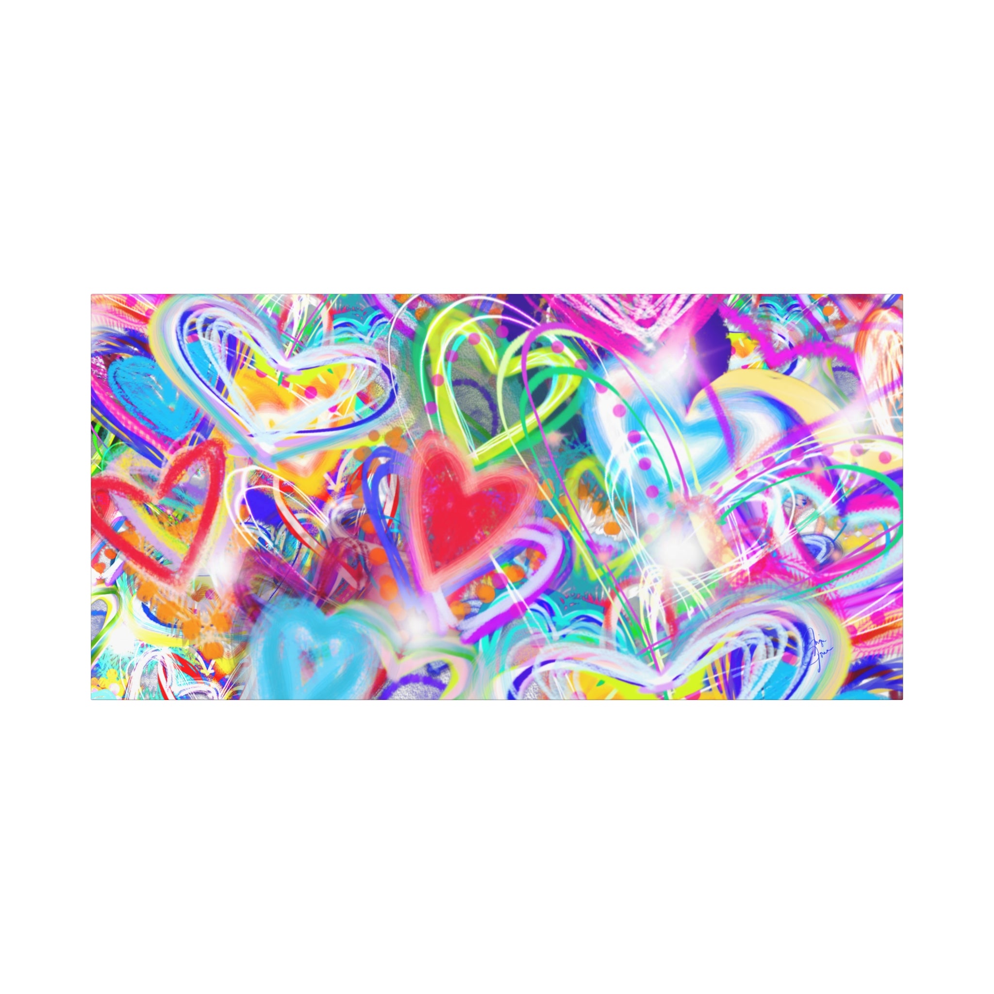 Colorful Heart Graffiti Matte Canvas