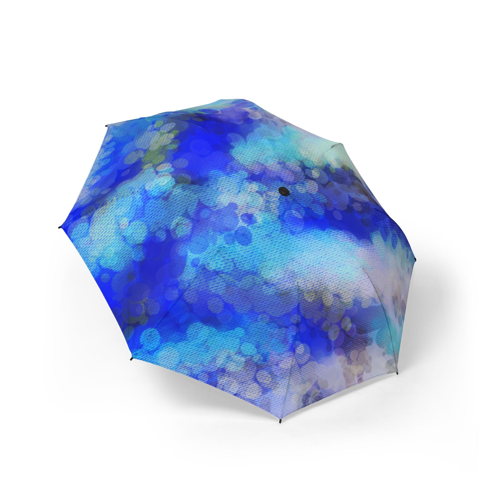 Blue Bokeh Foldable Umbrella — Semi-Automatic Compact Rain Shield