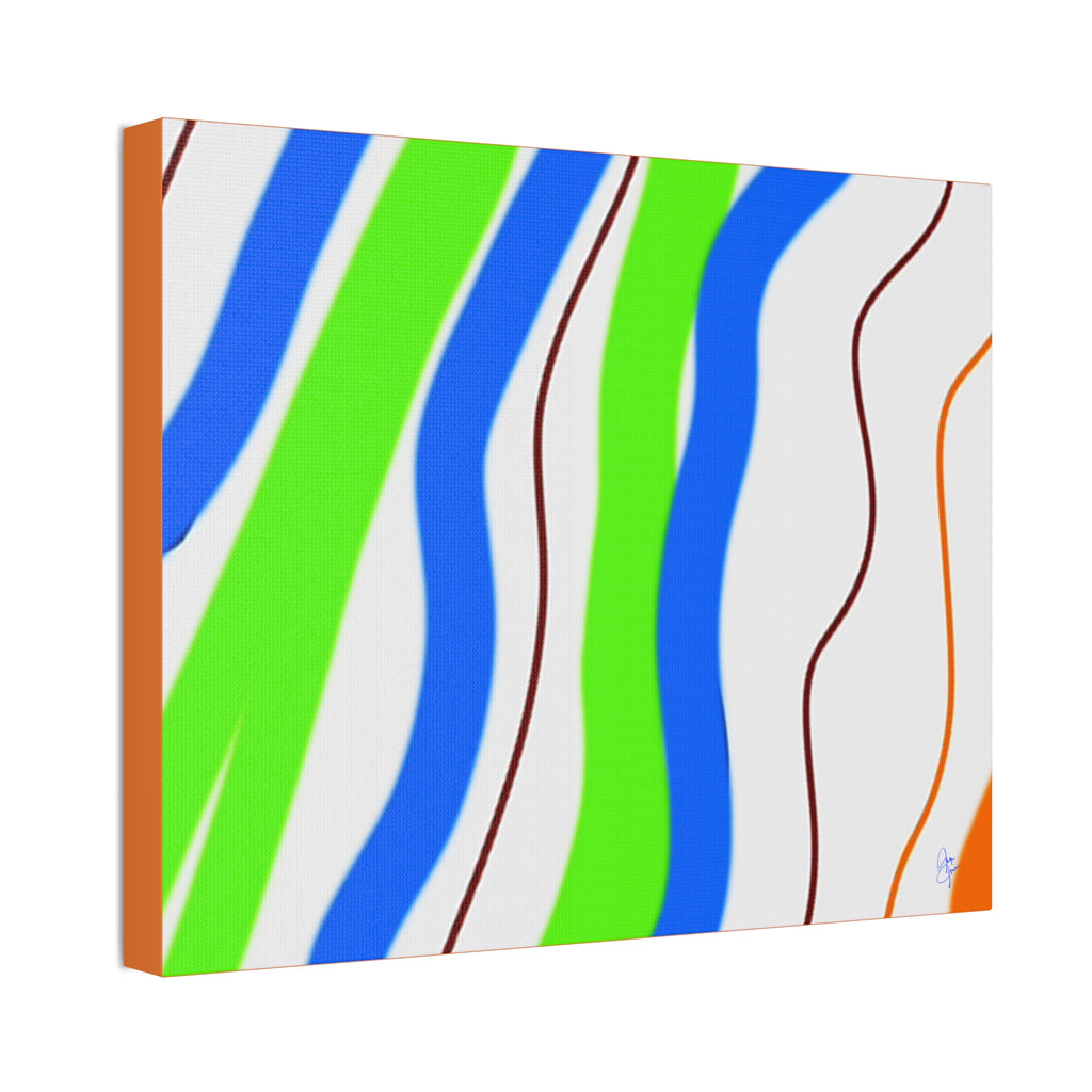 Abstract Wavy Stripes Canvas Print — Colorful Blue, Green & Orange Wall Art