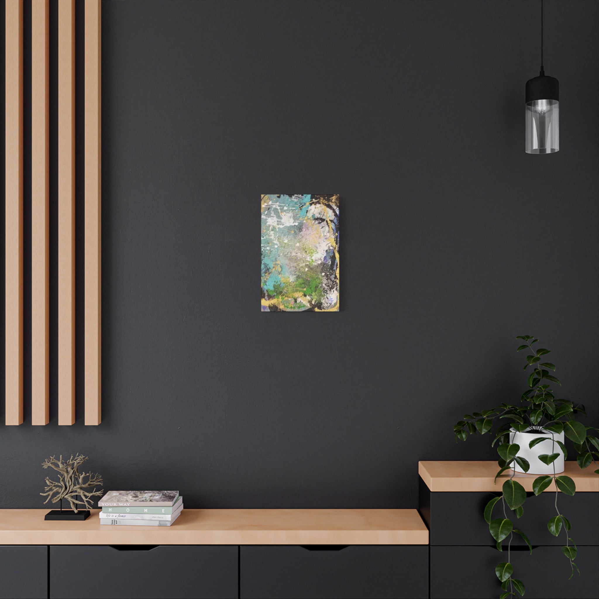 Abstract Green & Teal Matte Canvas Wall Art — Stretched 1.25"