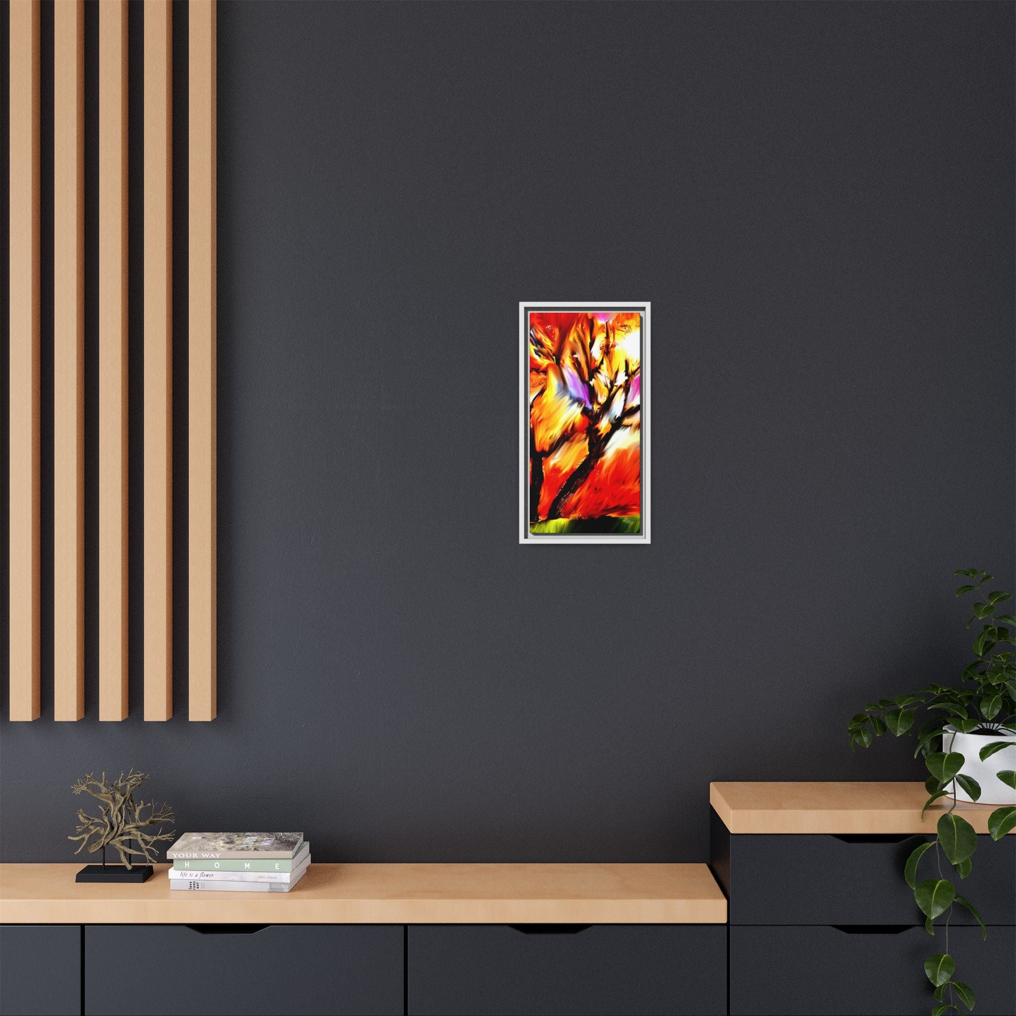 Framed Matte Canvas Print — Vibrant Tree Landscape