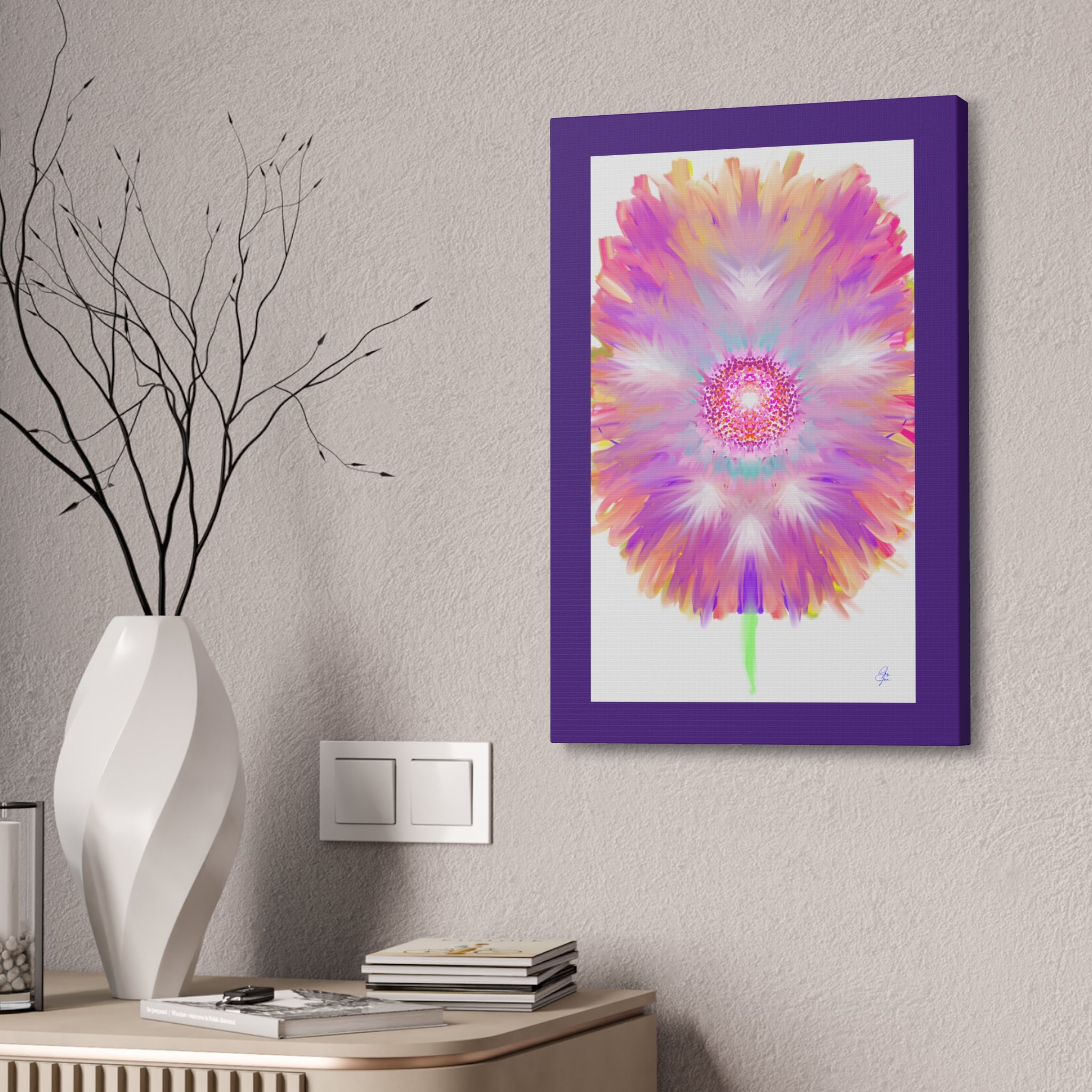 Pink Mandala Abstract Canvas - Stretched 1.5" Wall Art
