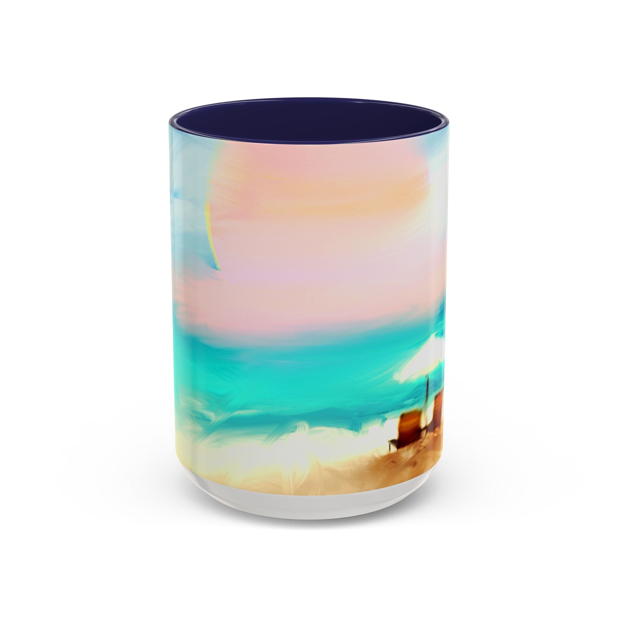 Beach Sunrise Accent Coffee Mug — Tropical Ocean Scene 11/15oz