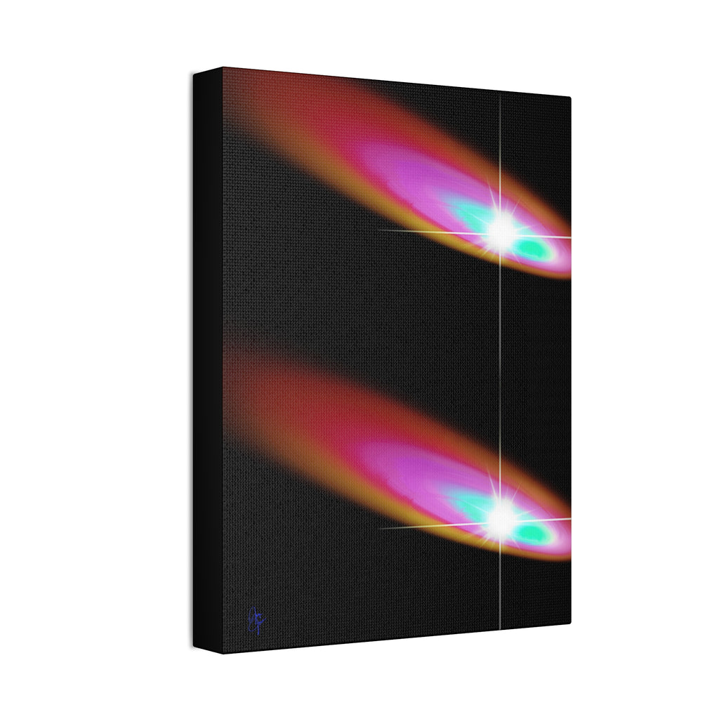 Abstract Neon Comet Canvas — Vibrant Turquoise & Pink Stretched Wall Art (1.5" Depth)
