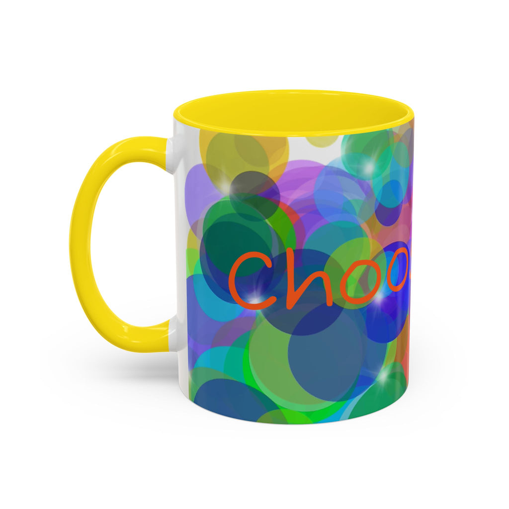 Colorful Bokeh "Choose Joy!" Accent Coffee Mug (11/15oz)